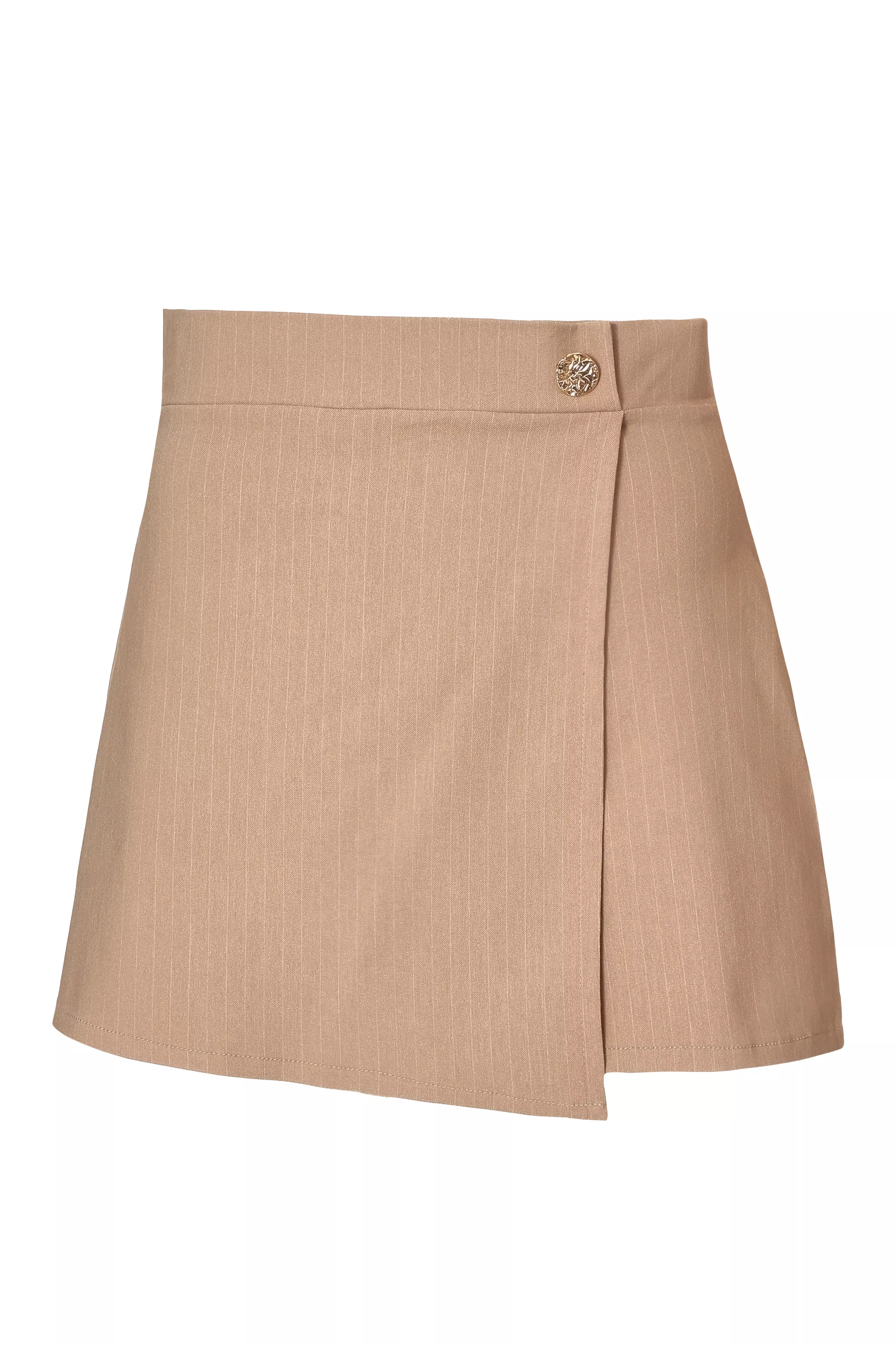 Stone Pinstripe Wrap Skort