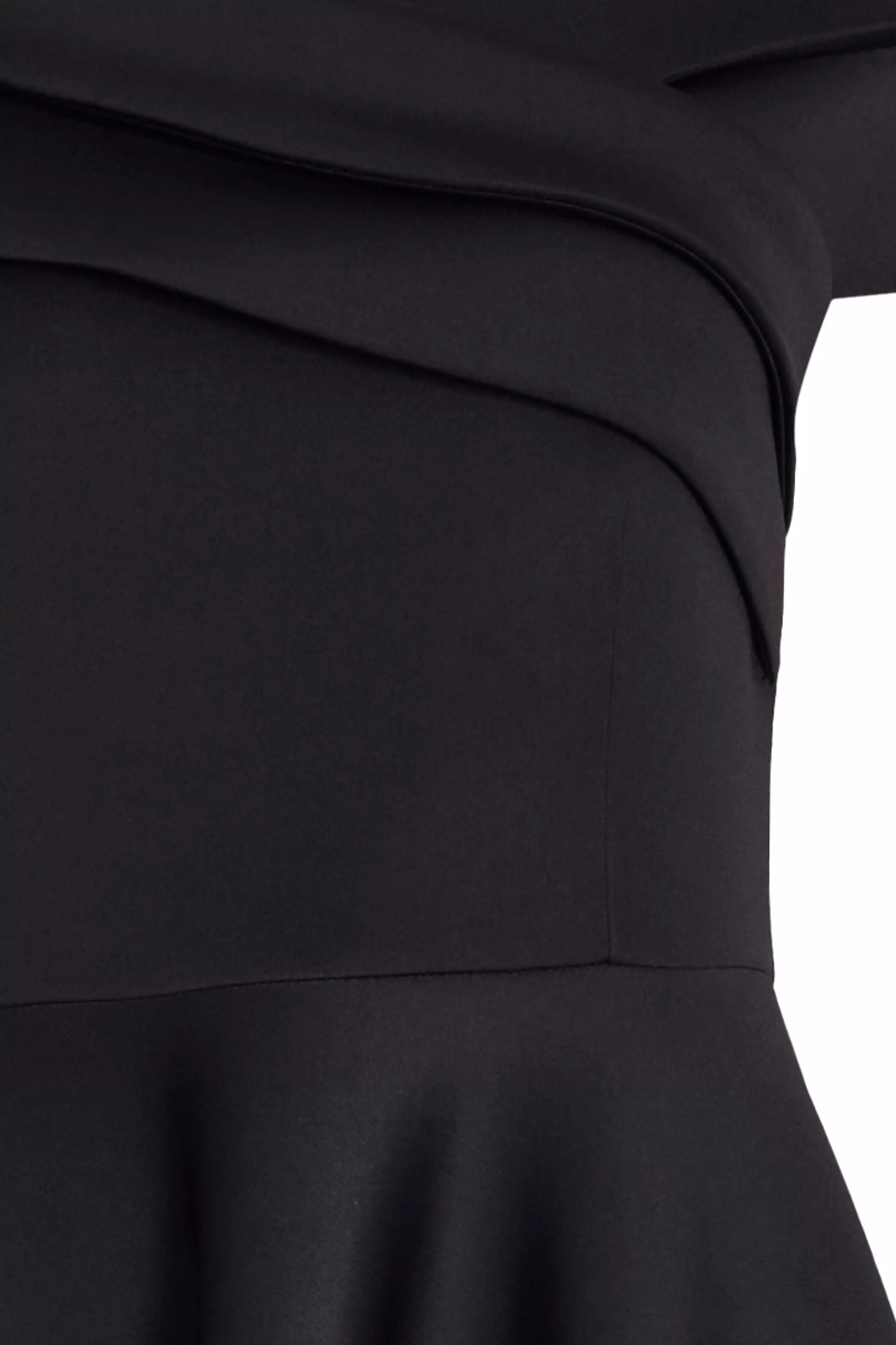 Black Pleated Bardot Midaxi Dress