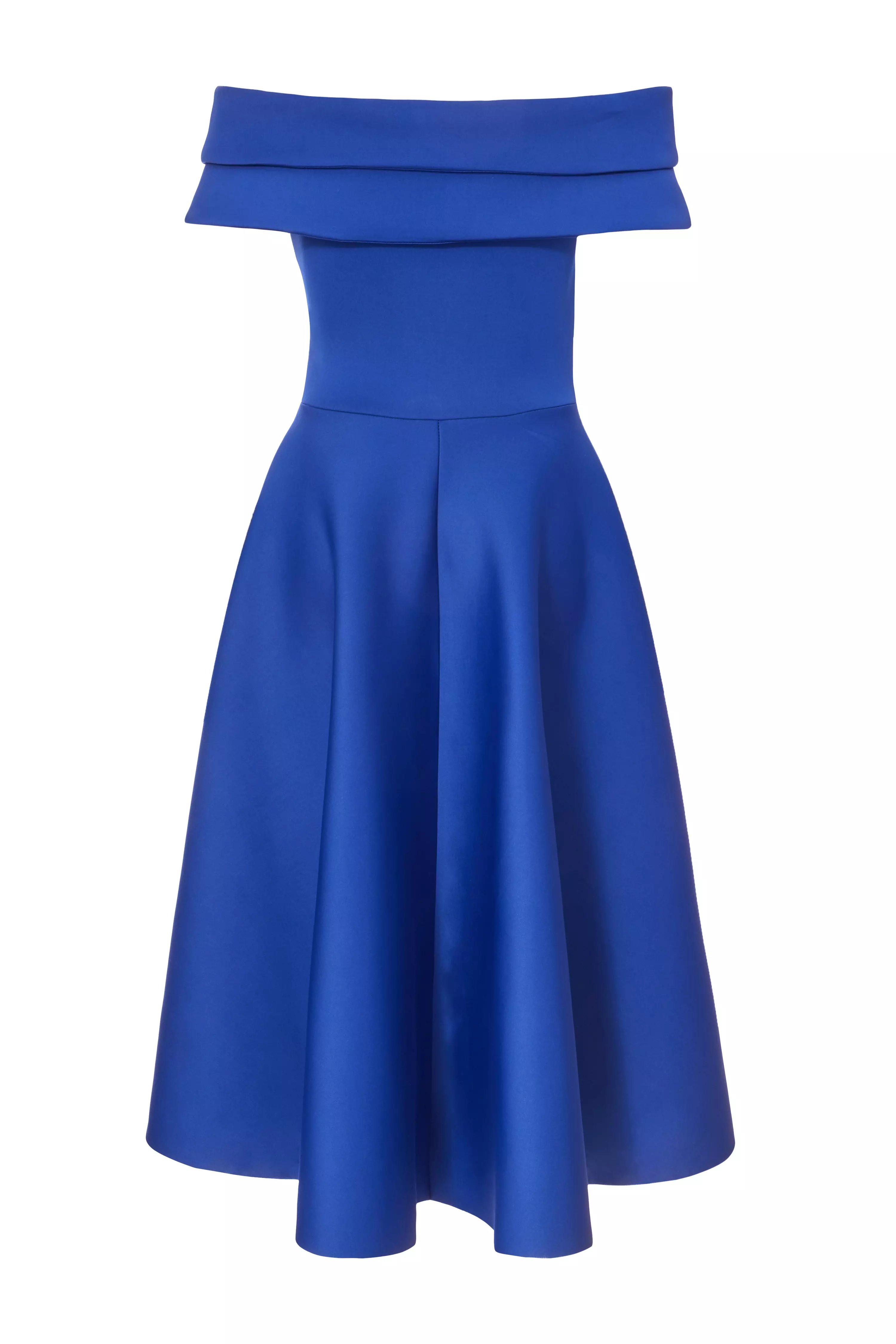 Royal Blue Bardot Midi Dress