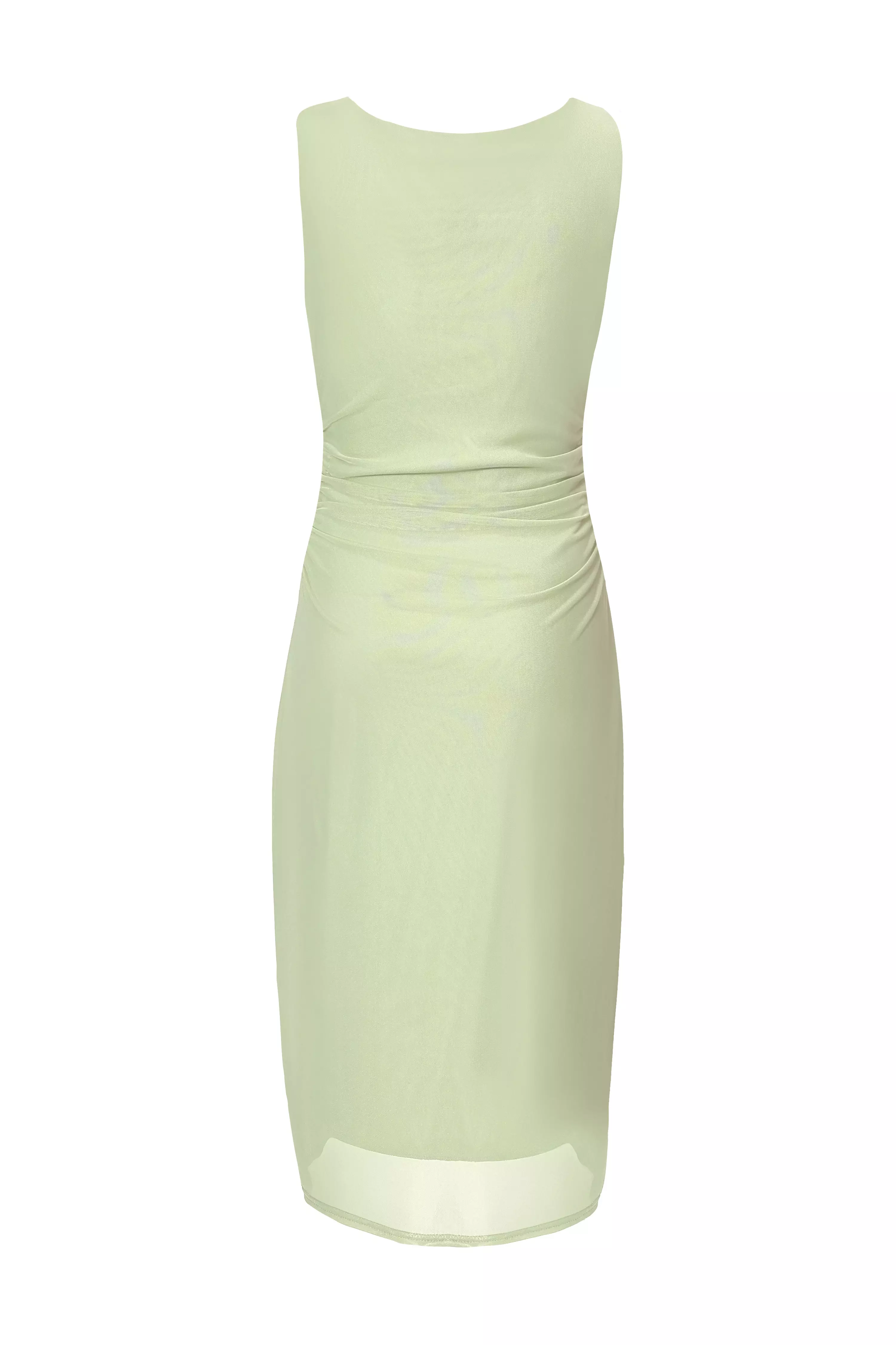 Sage Mesh Buckle Detail Midi Dress
