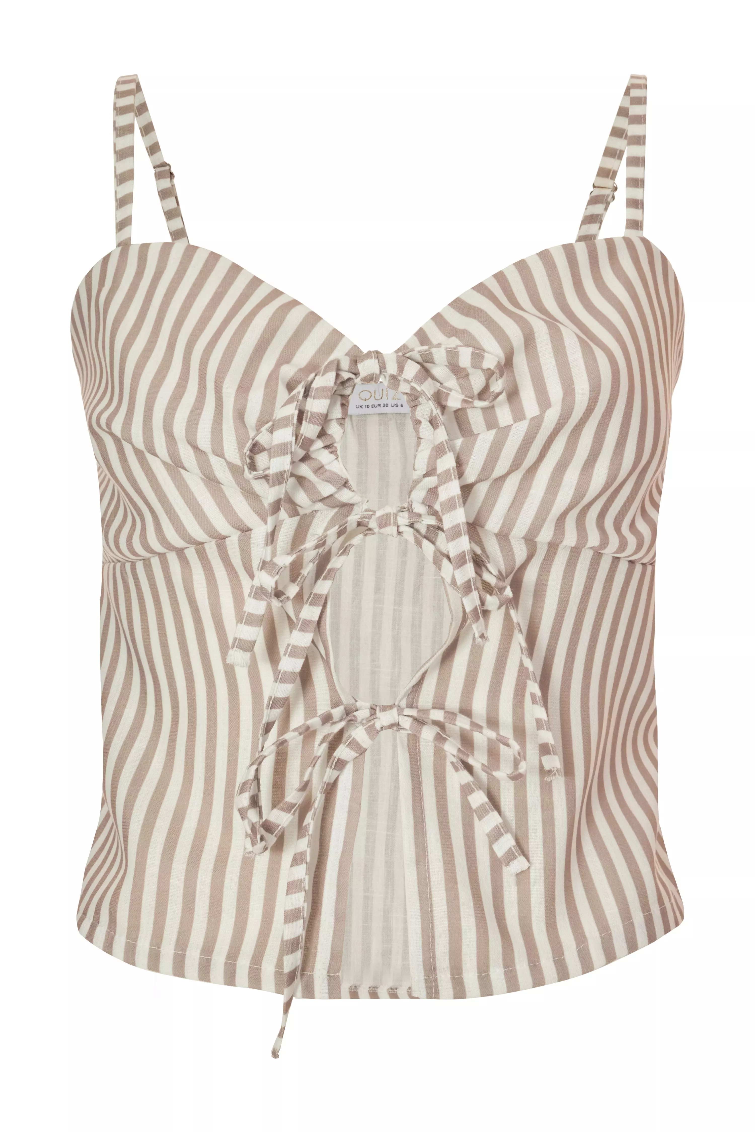 Stone Striped Tie Front Top