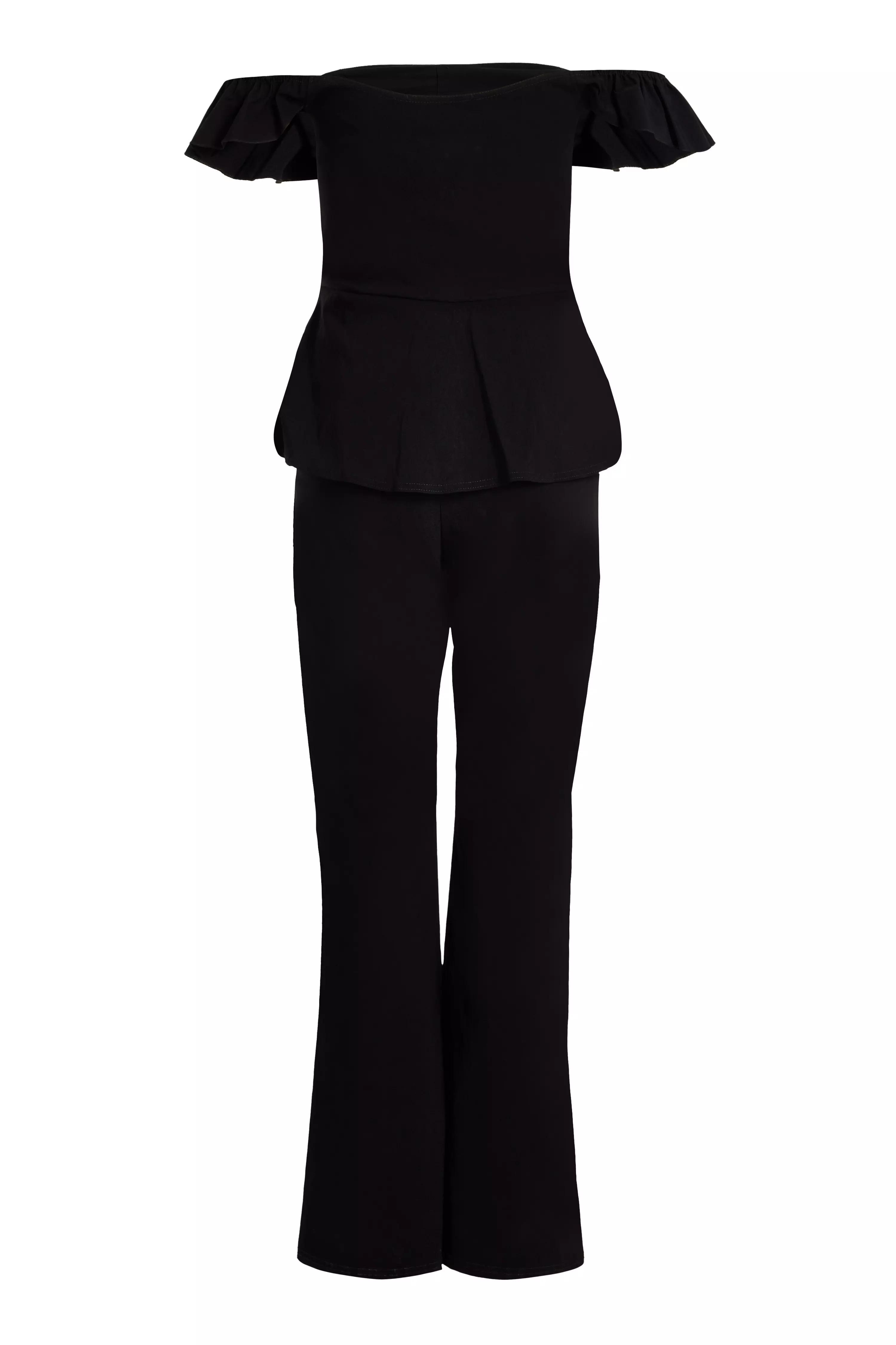 Black Frill Sleeve Jumpsuit