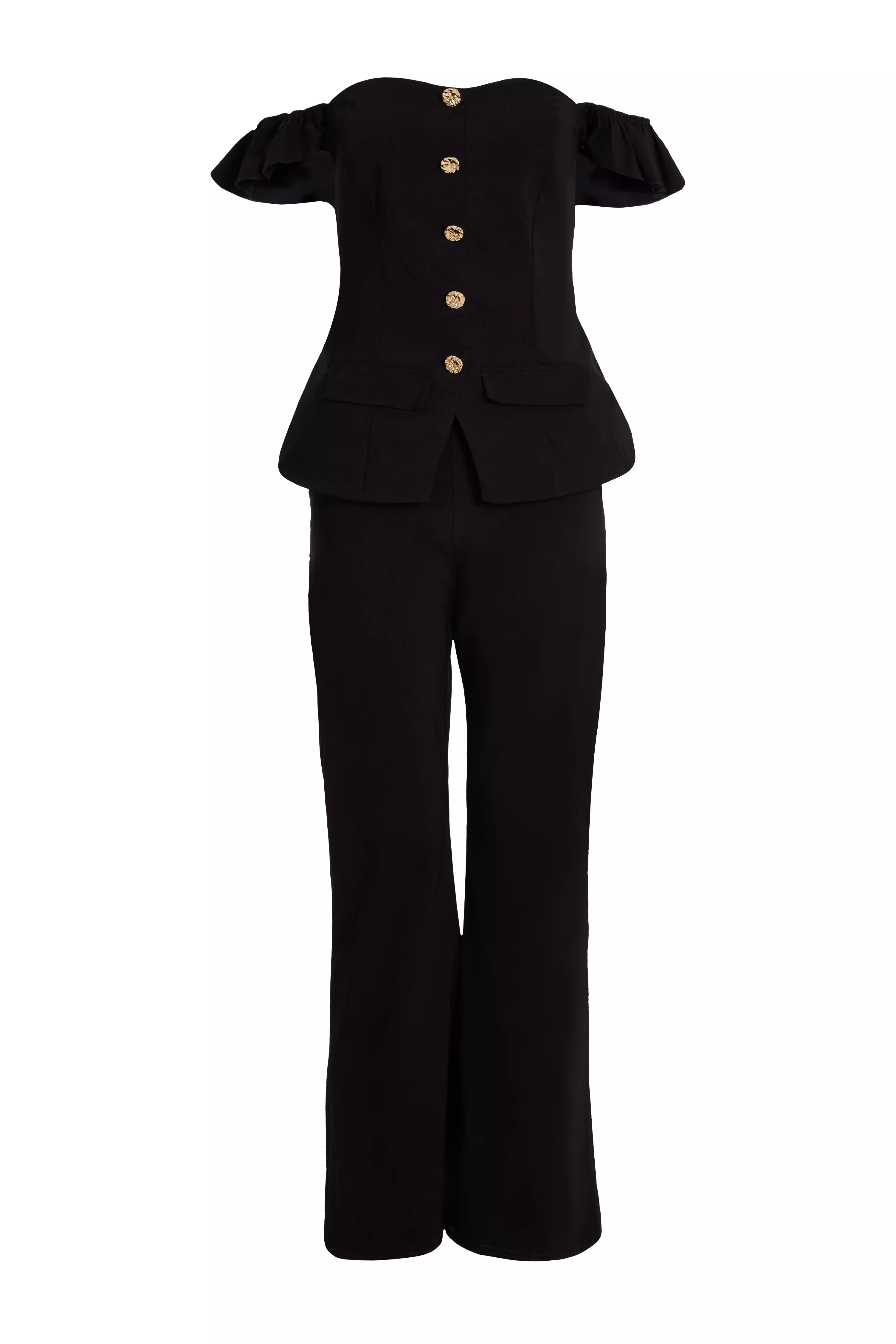 Black Frill Sleeve Jumpsuit