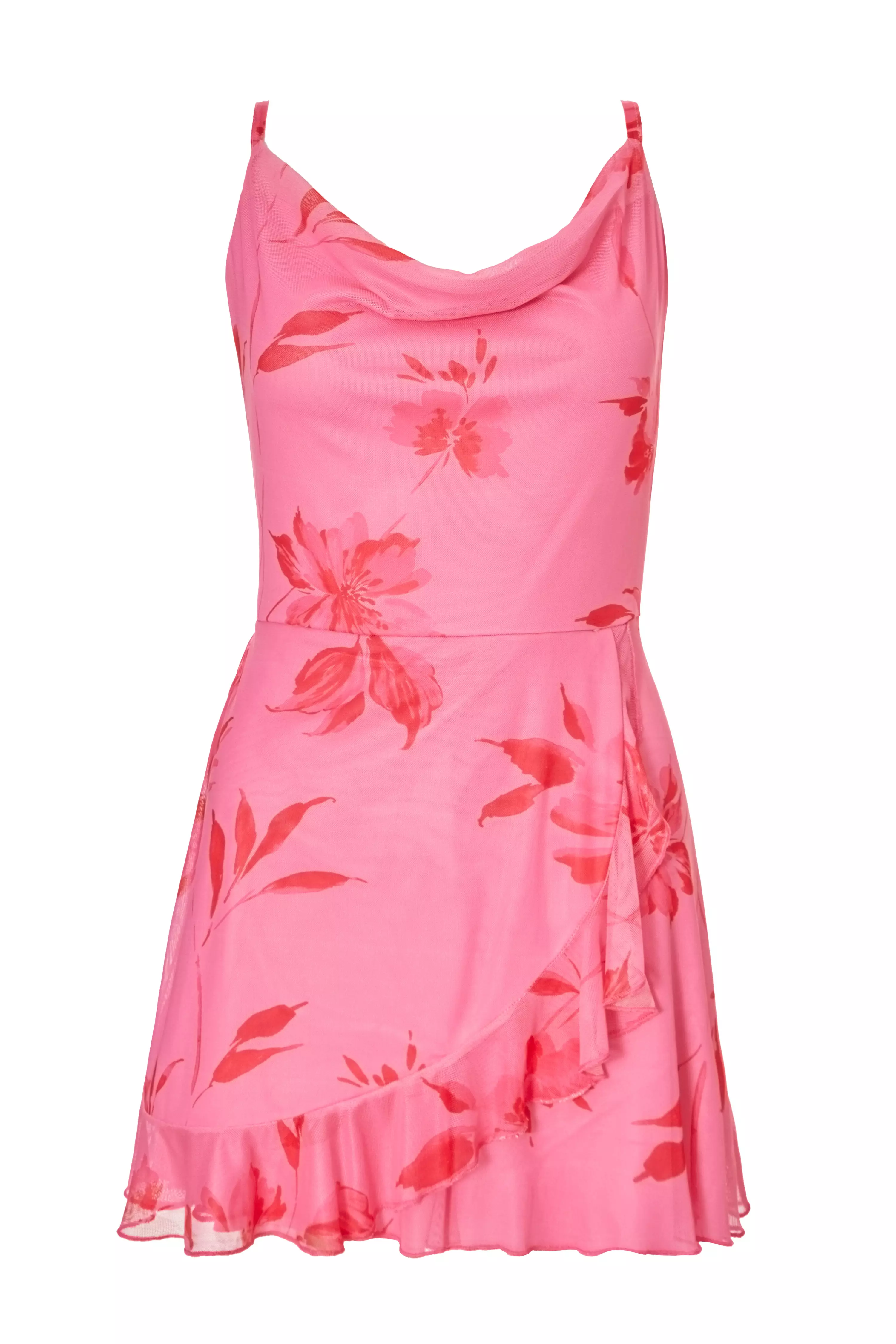 Pink Mesh Floral Playsuit