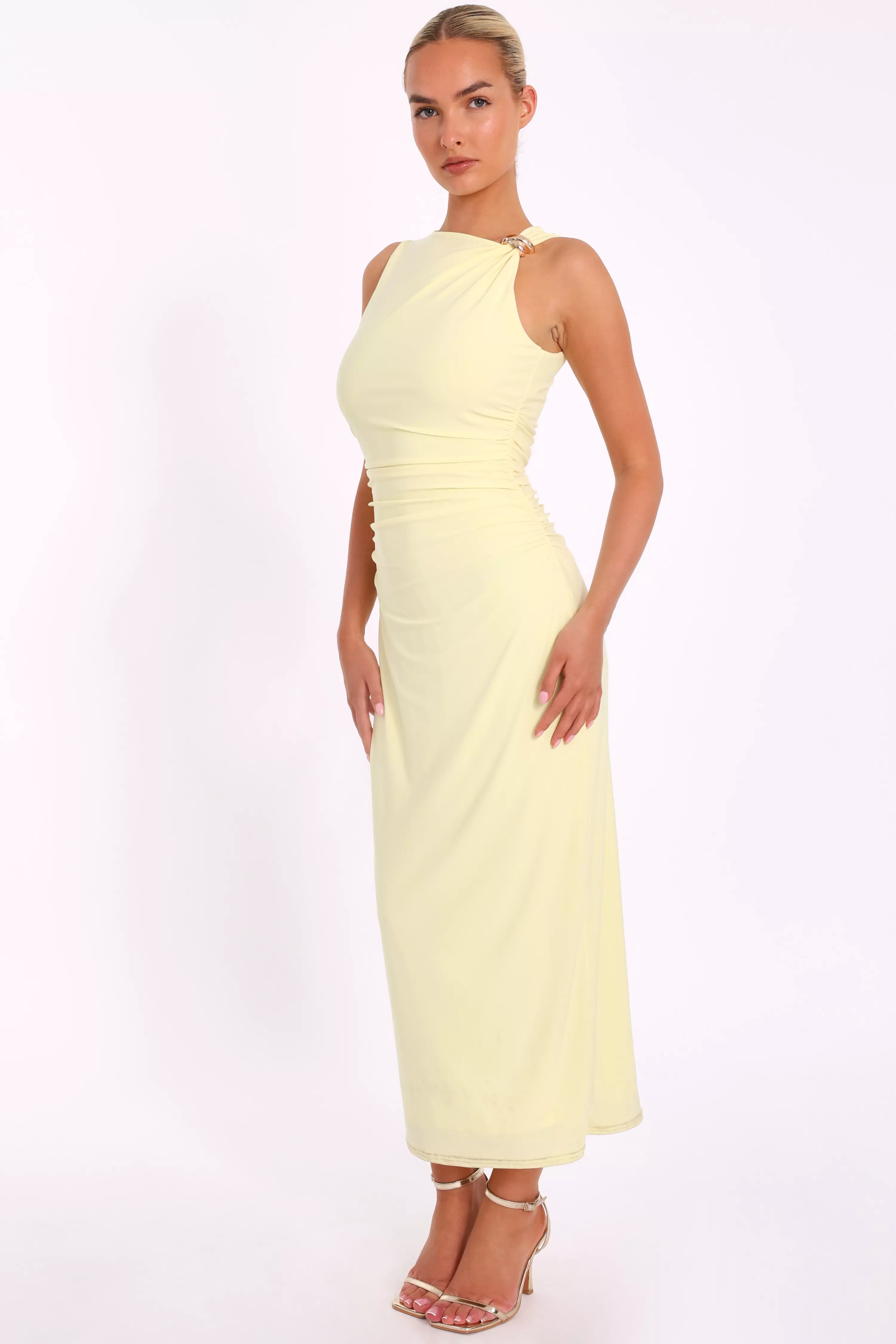 Yellow Gold Buckle Midaxi Dress