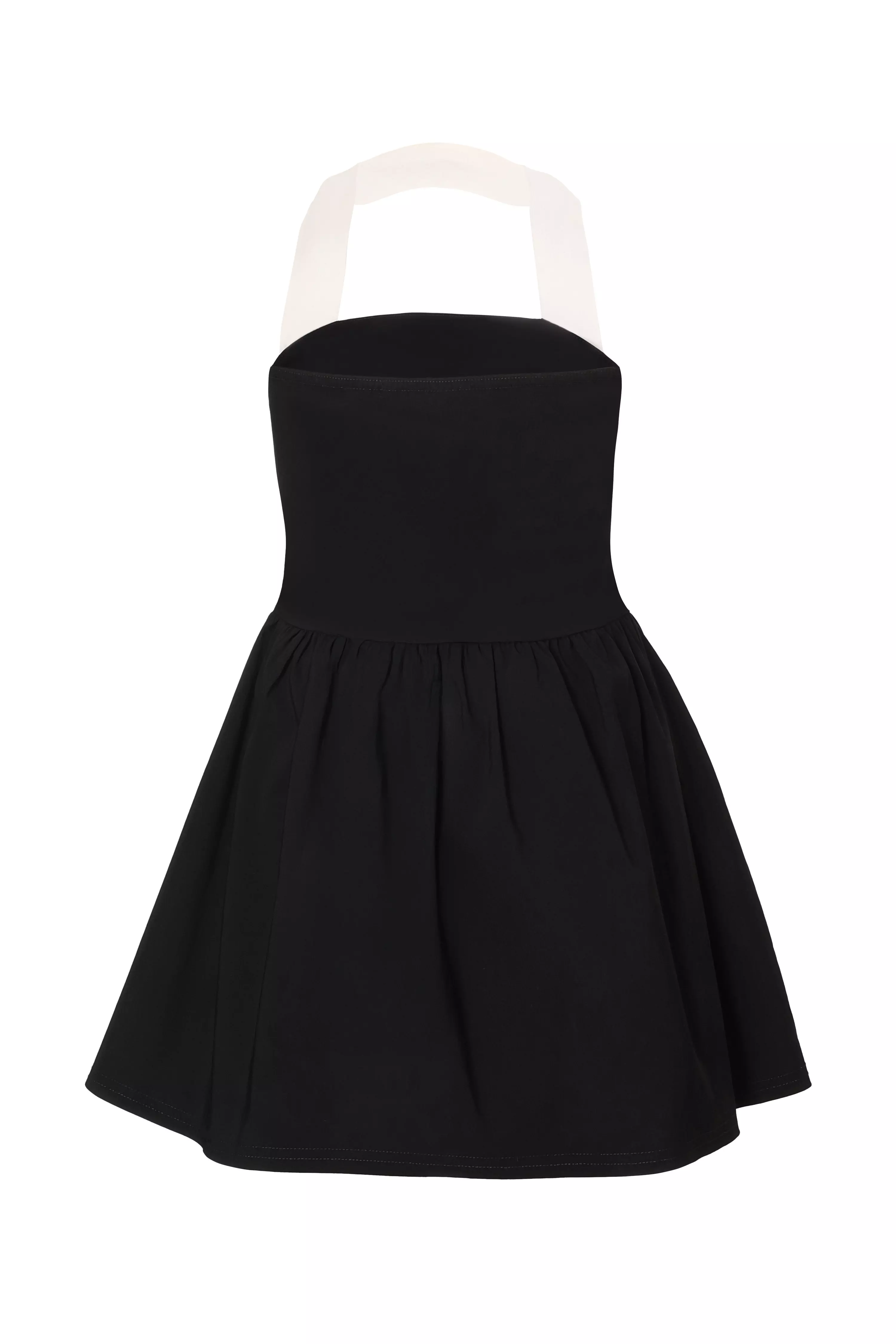 Black Contrast Skater Dress