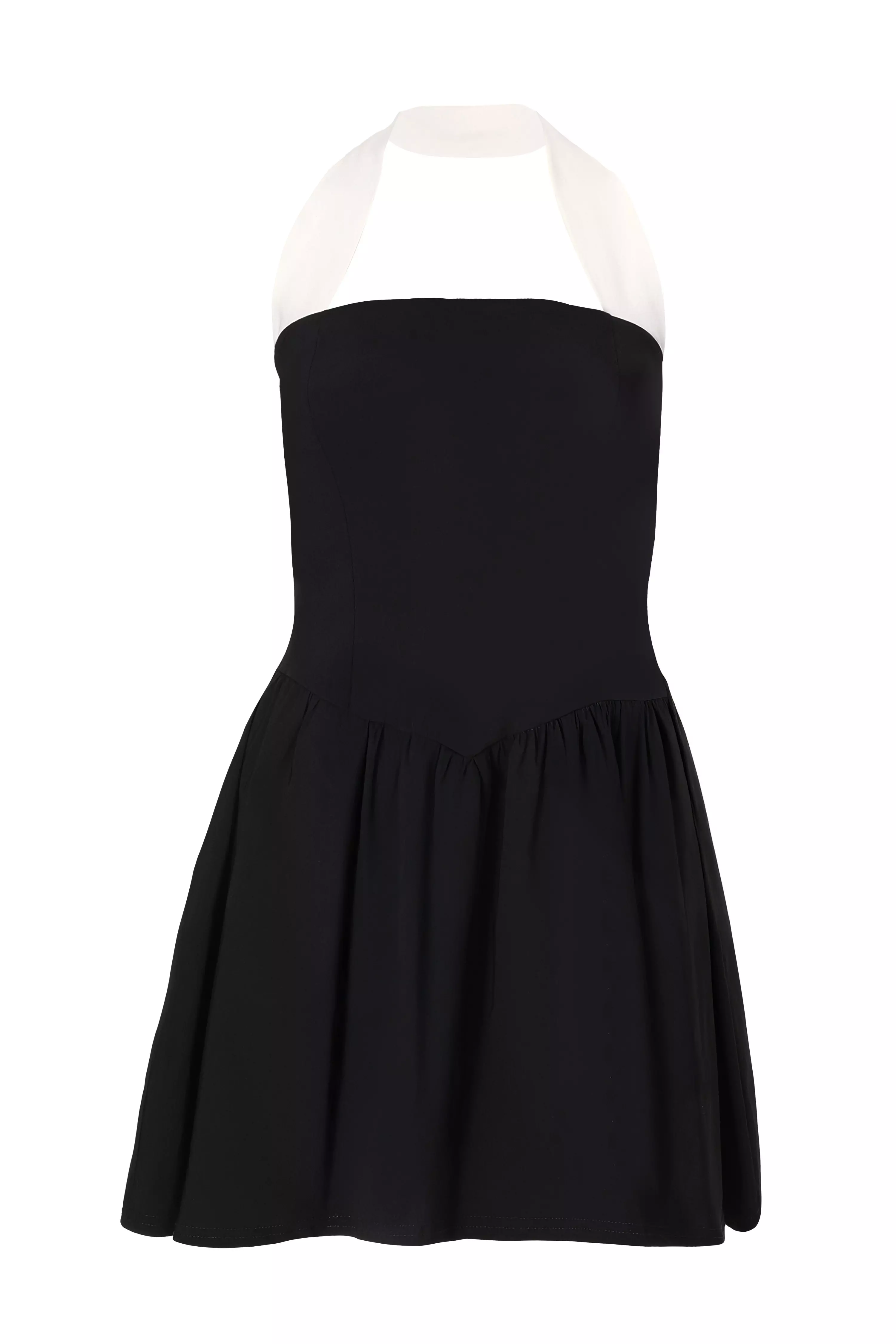 Black Contrast Skater Dress