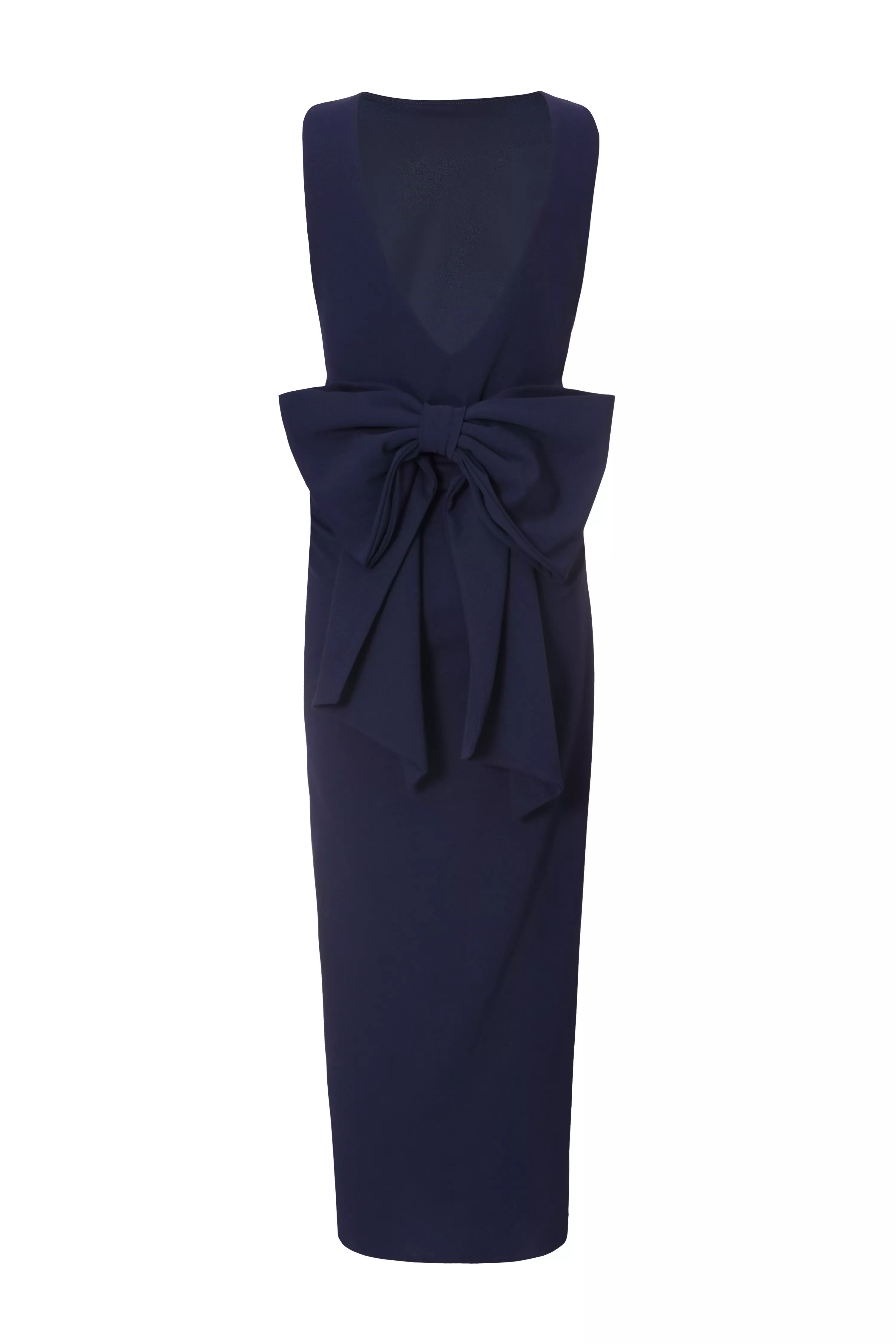 Navy Bow Back Midaxi Dress