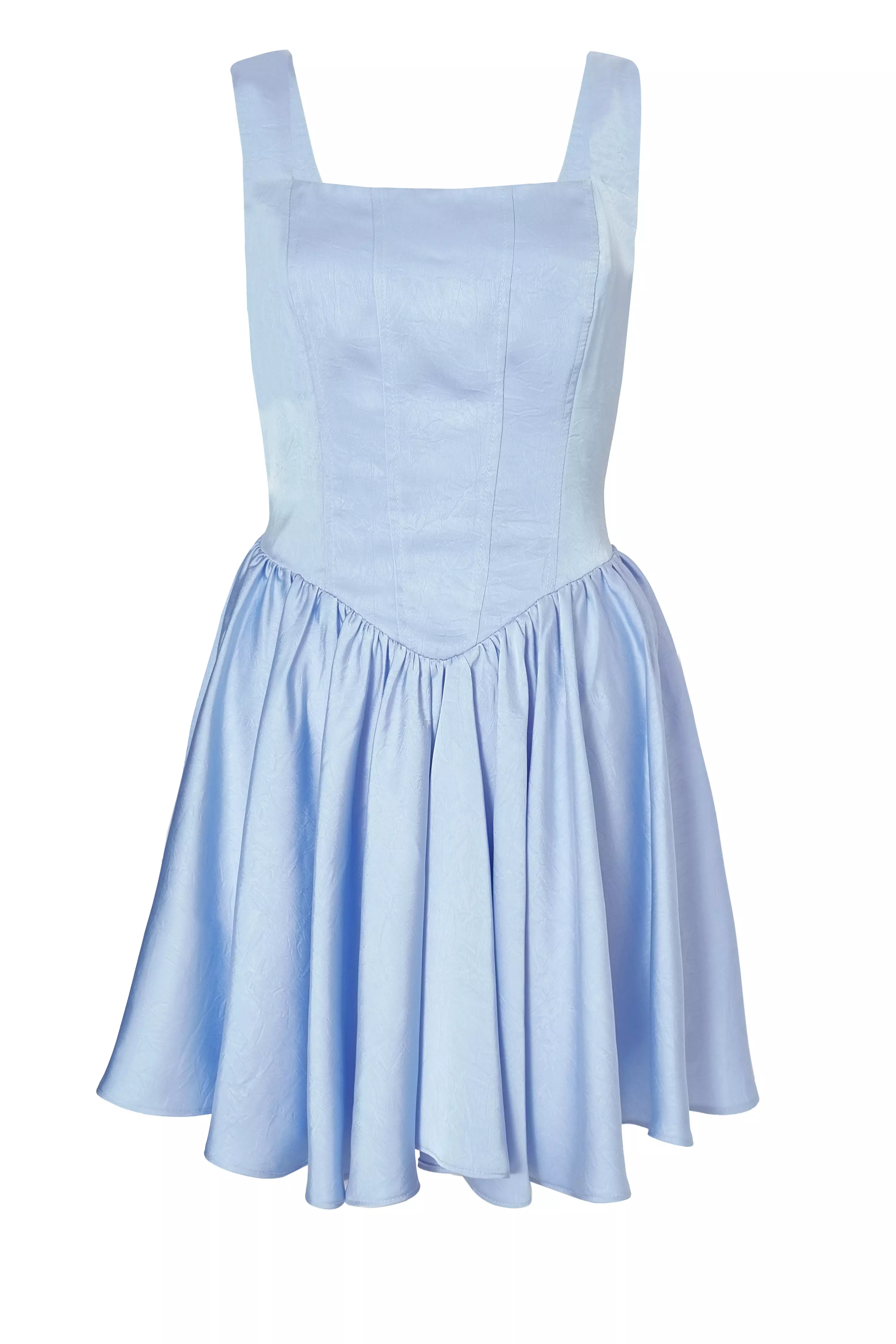 Blue Satin Corset Mini Dress