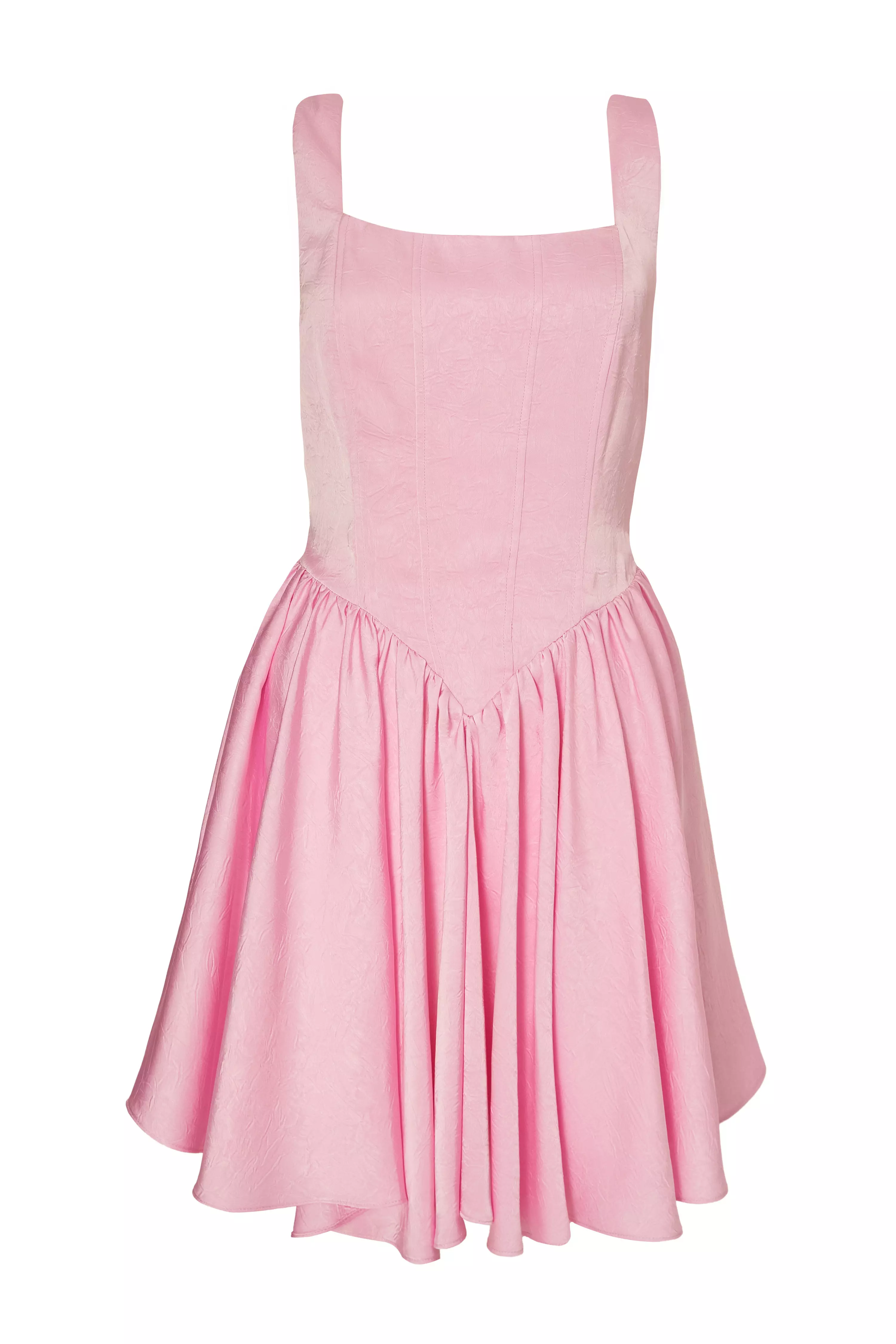 Pink Satin Corset Mini Dress