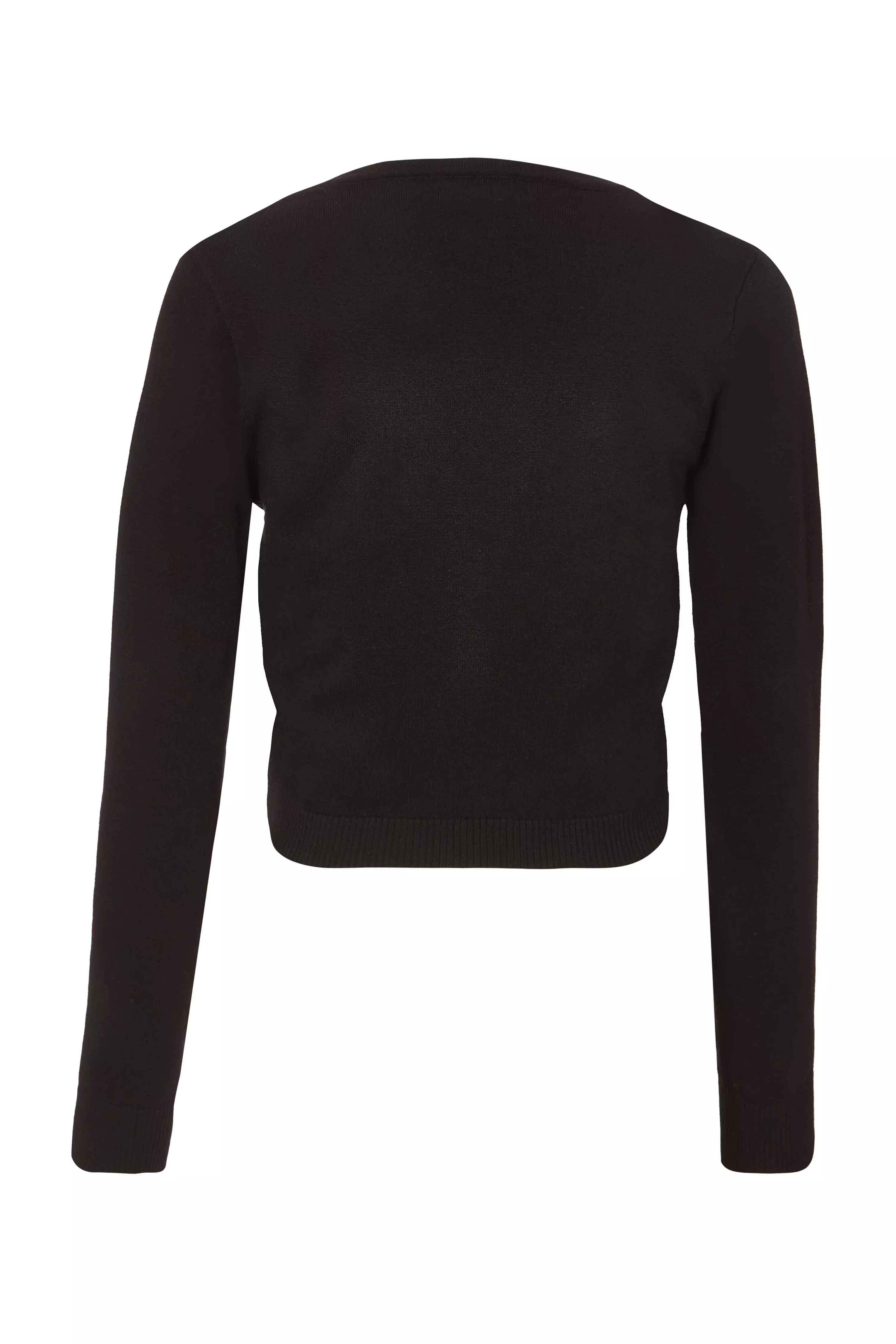 Black Knit Tie Front Cardigan
