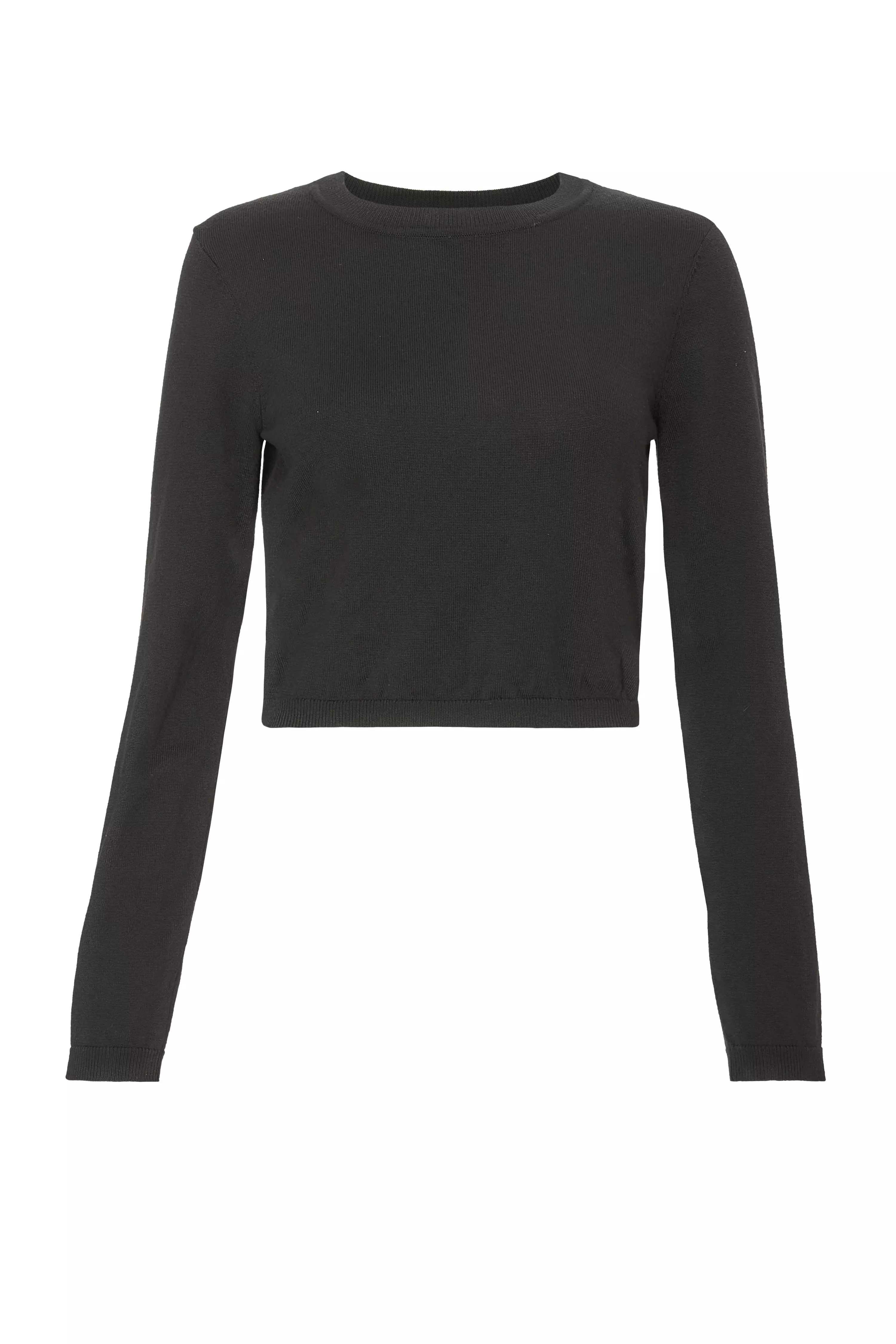 Black Knit Cropped Jumper