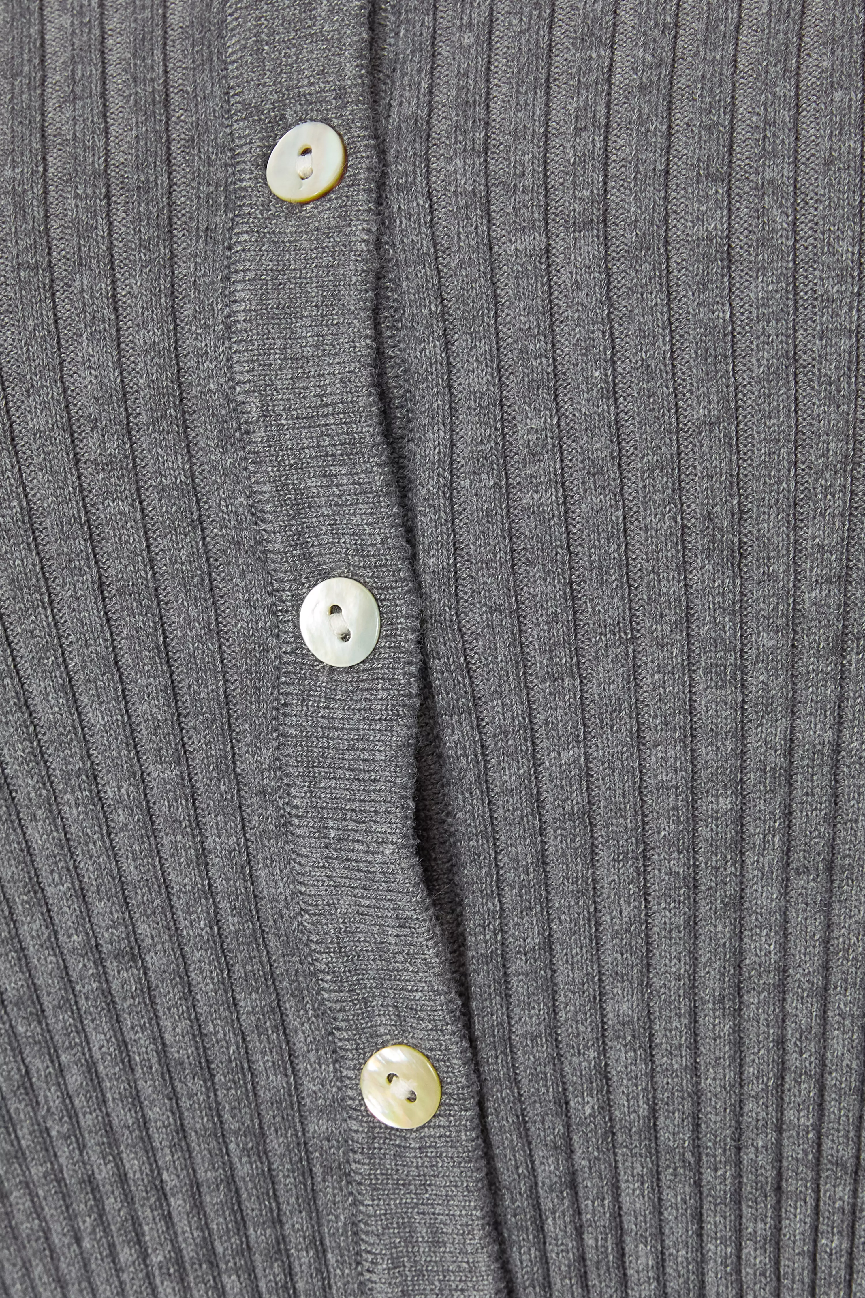 Grey Ribbed Knit Cardigan