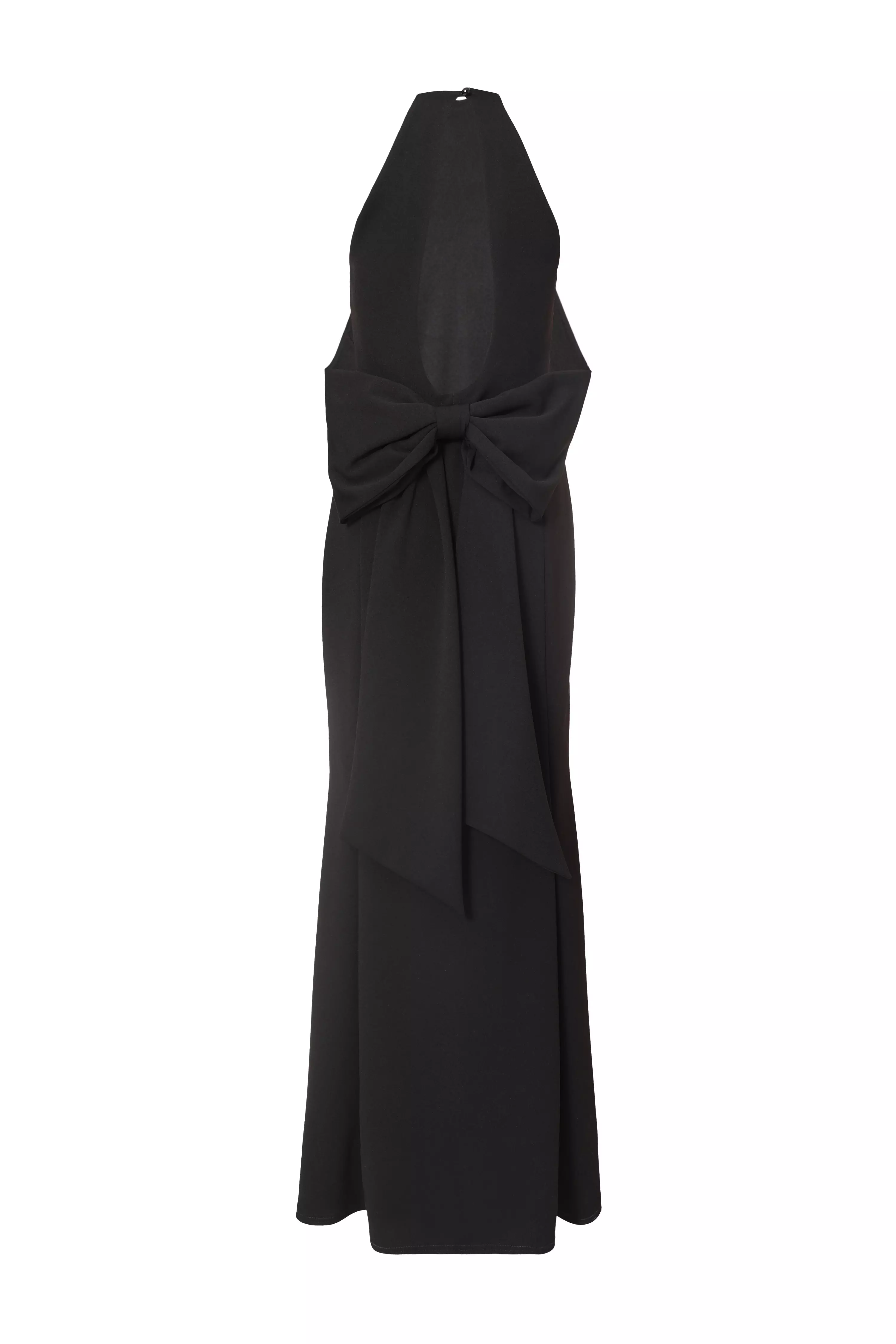 Black Halter Neck Fishtail Maxi Dress