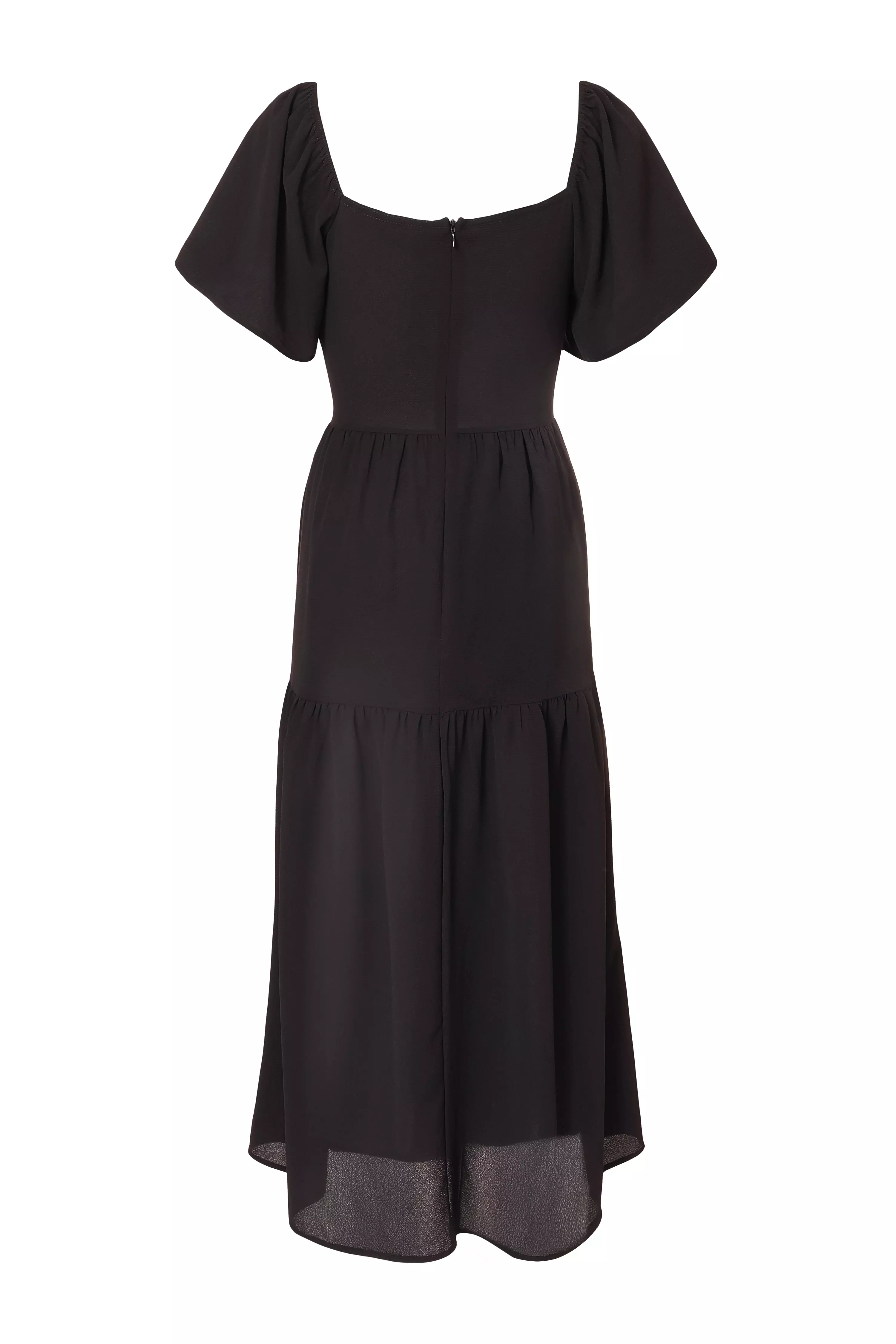 Black Short Sleeve Midaxi Dress