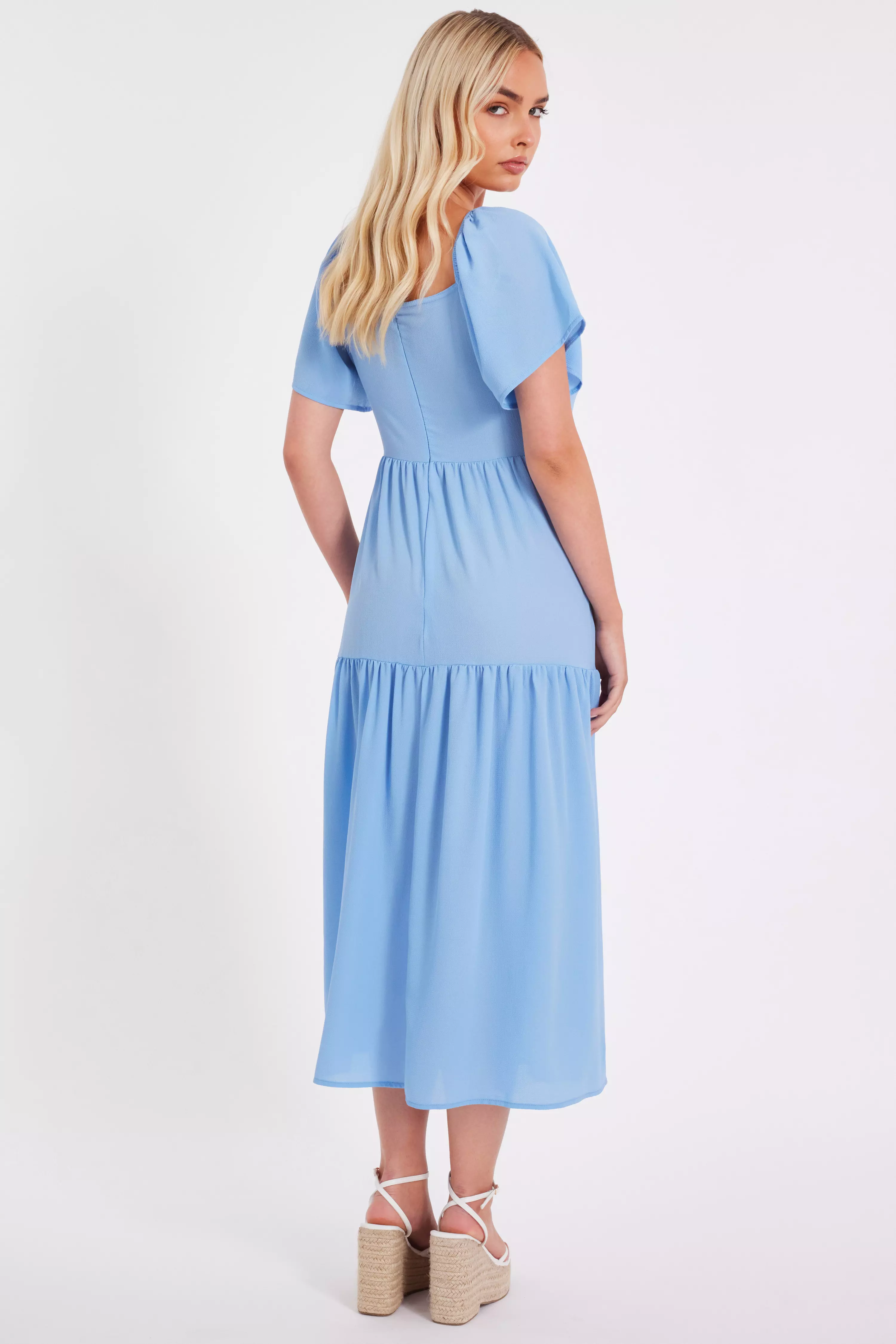 Light Blue Tiered Midaxi Dress