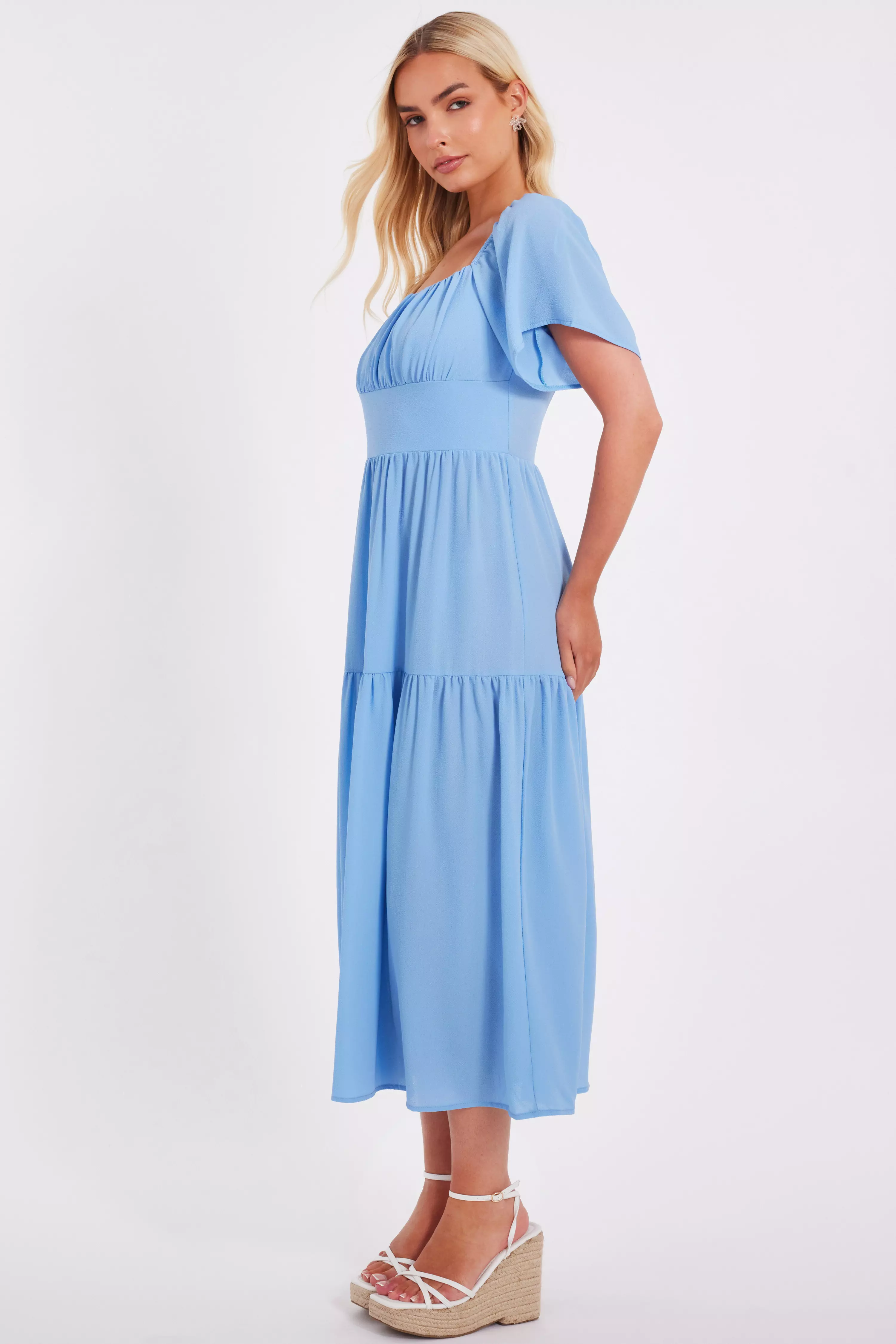 Light Blue Tiered Midaxi Dress