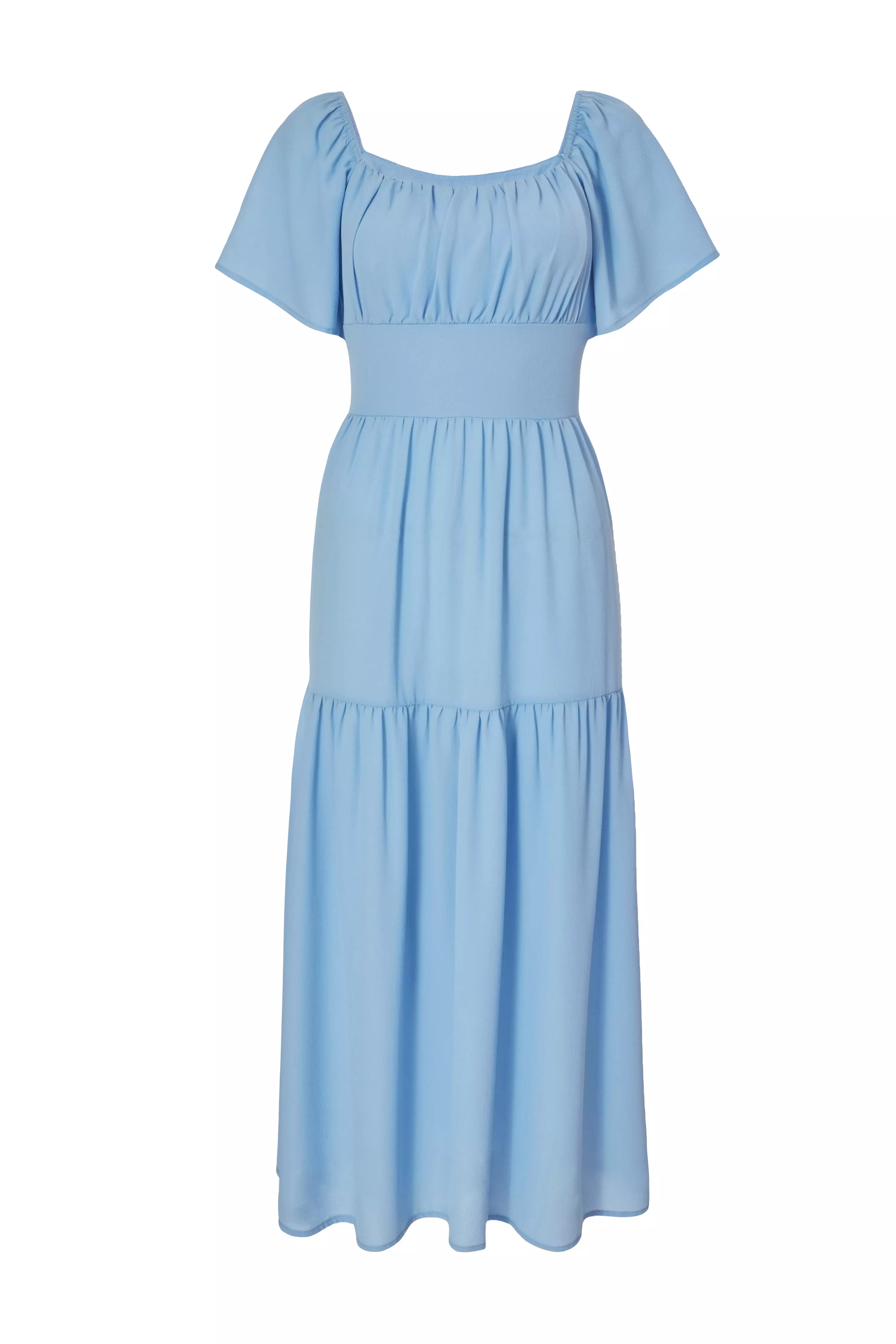 Light Blue Tiered Midaxi Dress