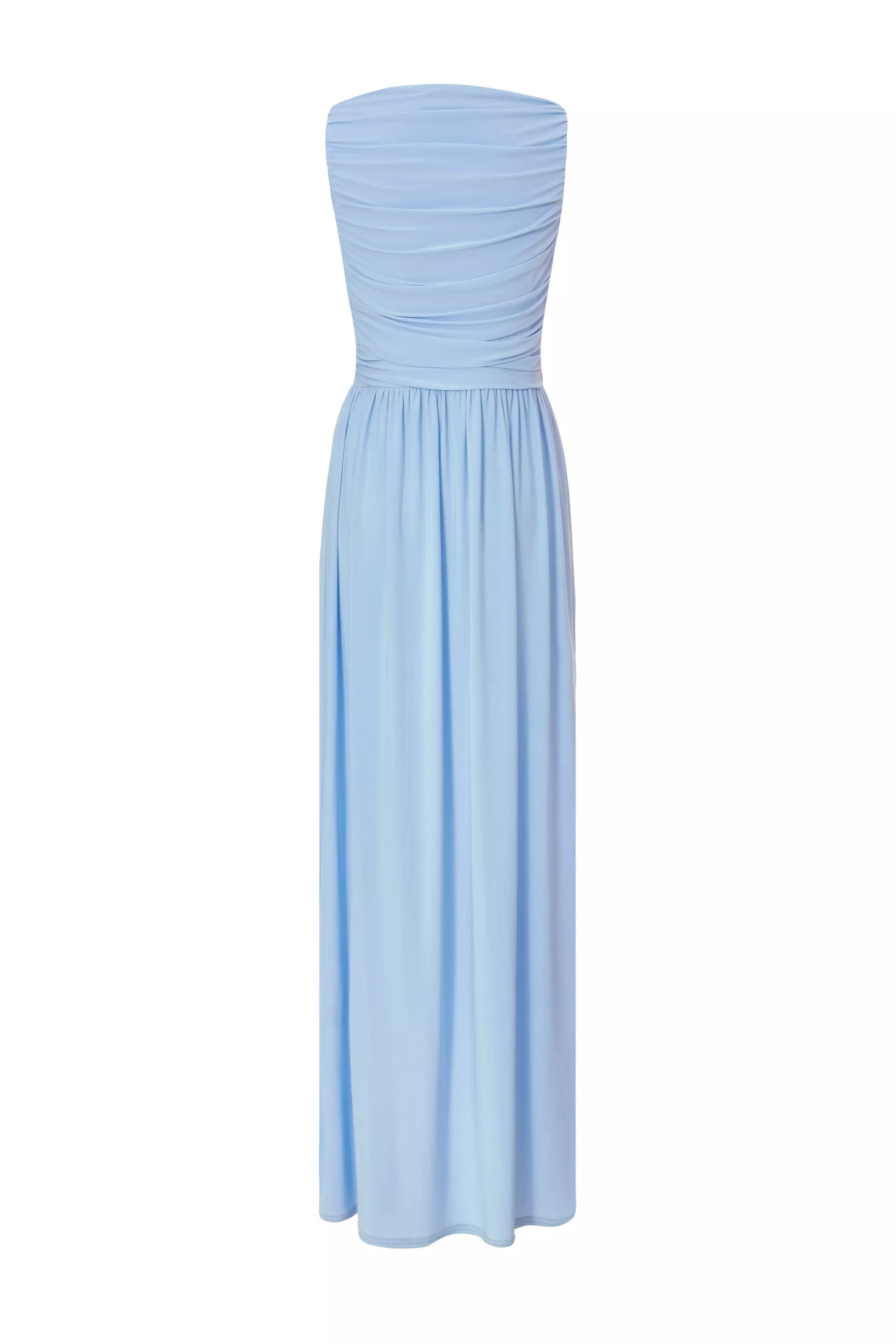 Pale Blue Ruched Midaxi Dress