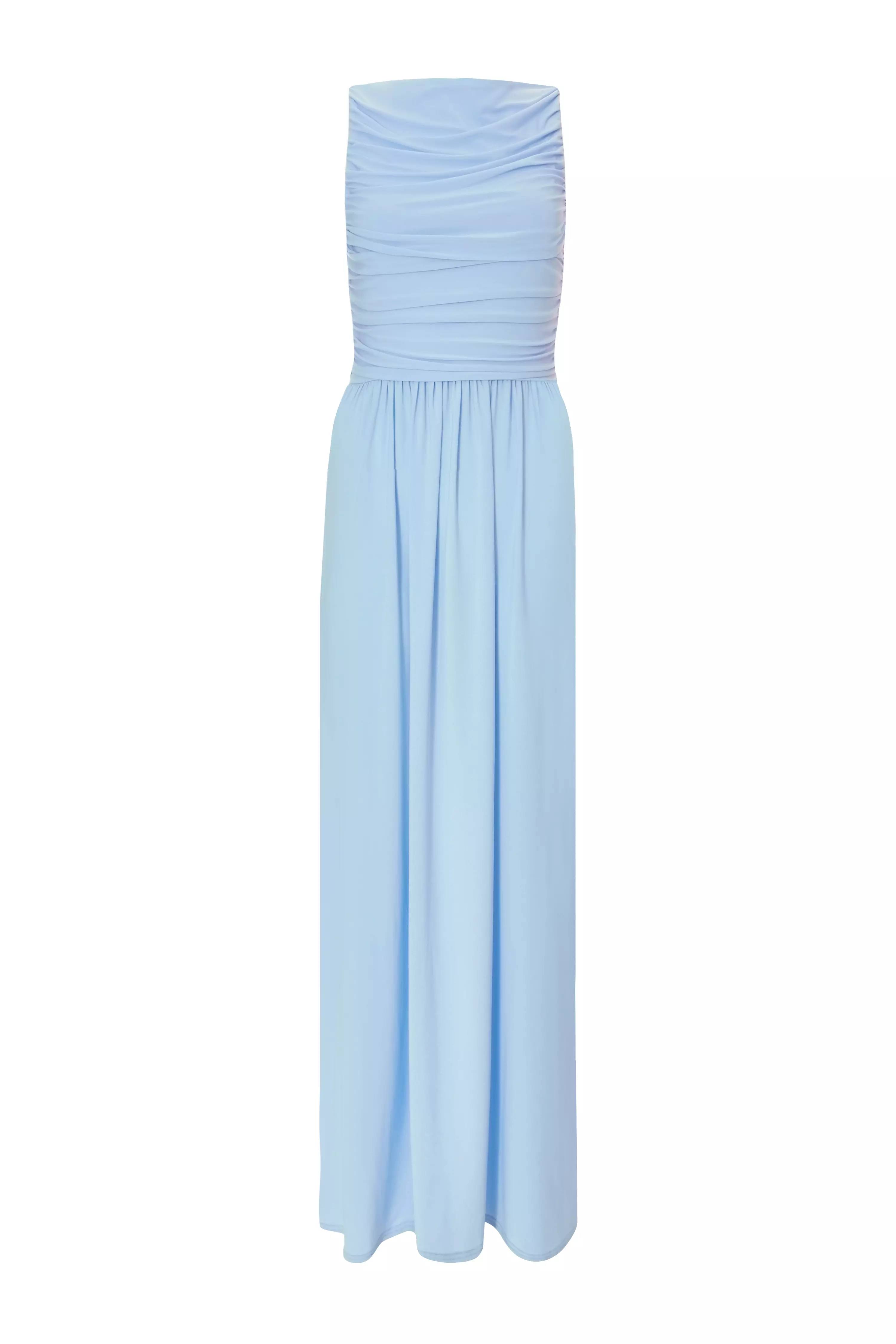 Pale Blue Ruched Midaxi Dress