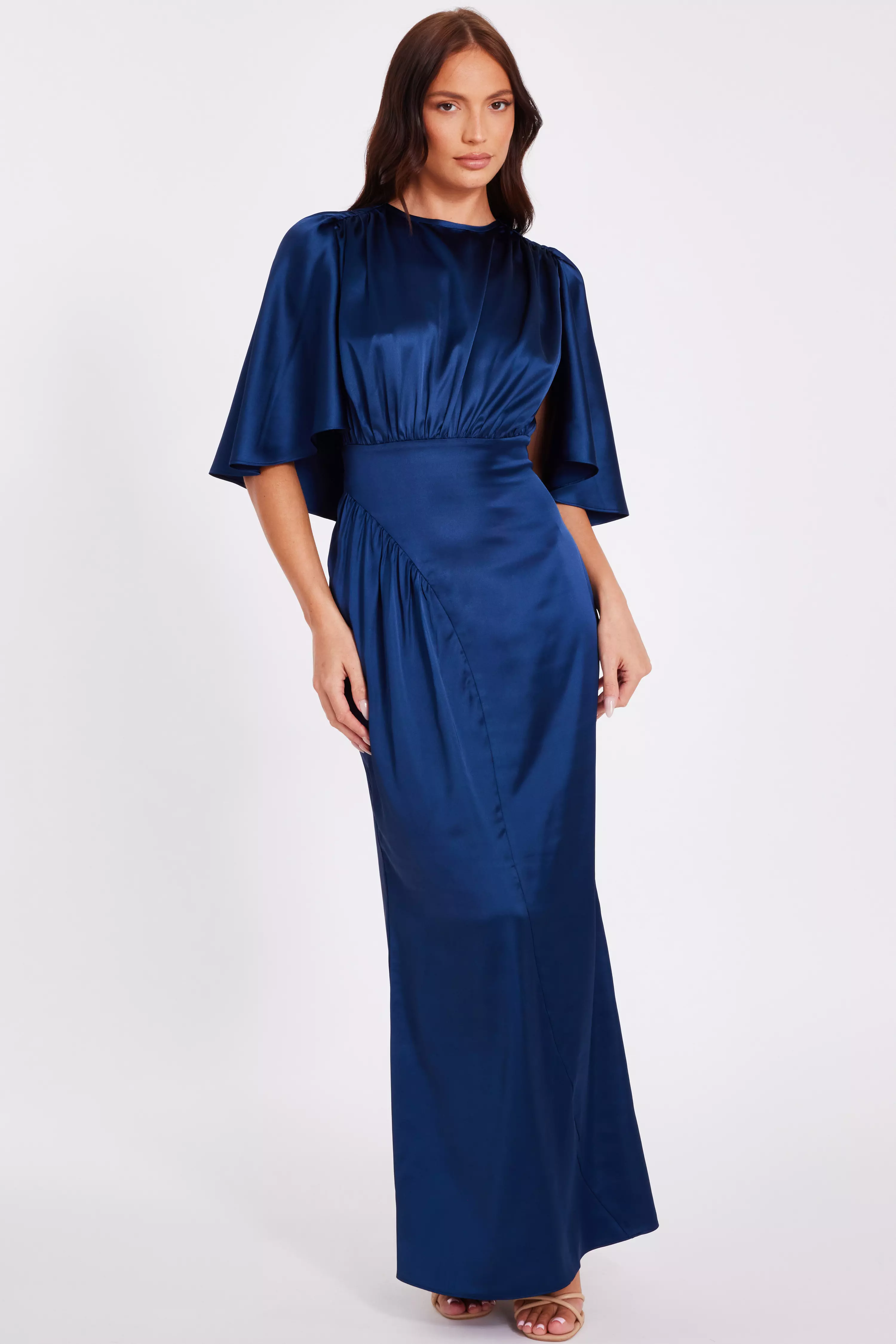 Navy Satin Maxi Dress