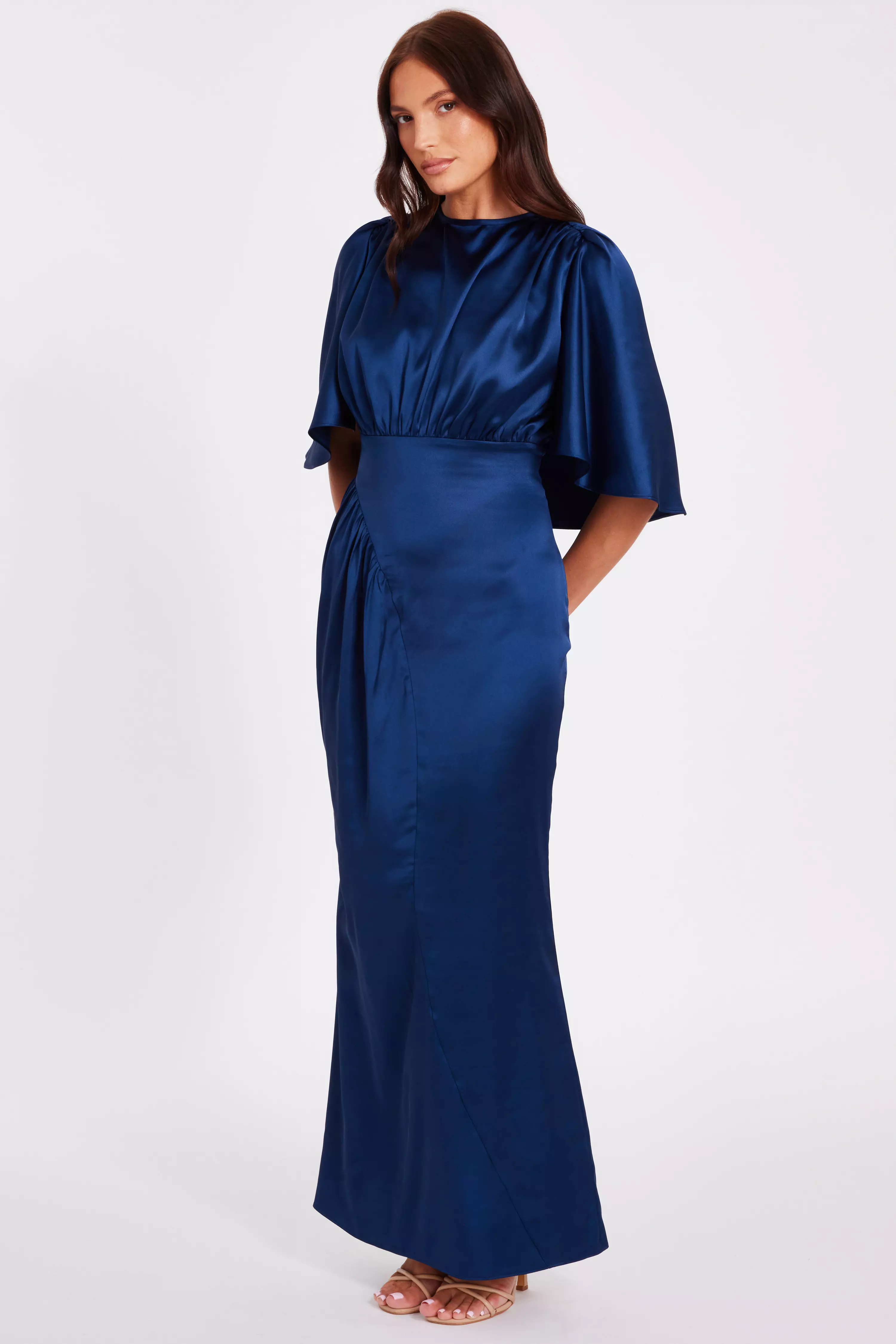 Navy Satin Maxi Dress