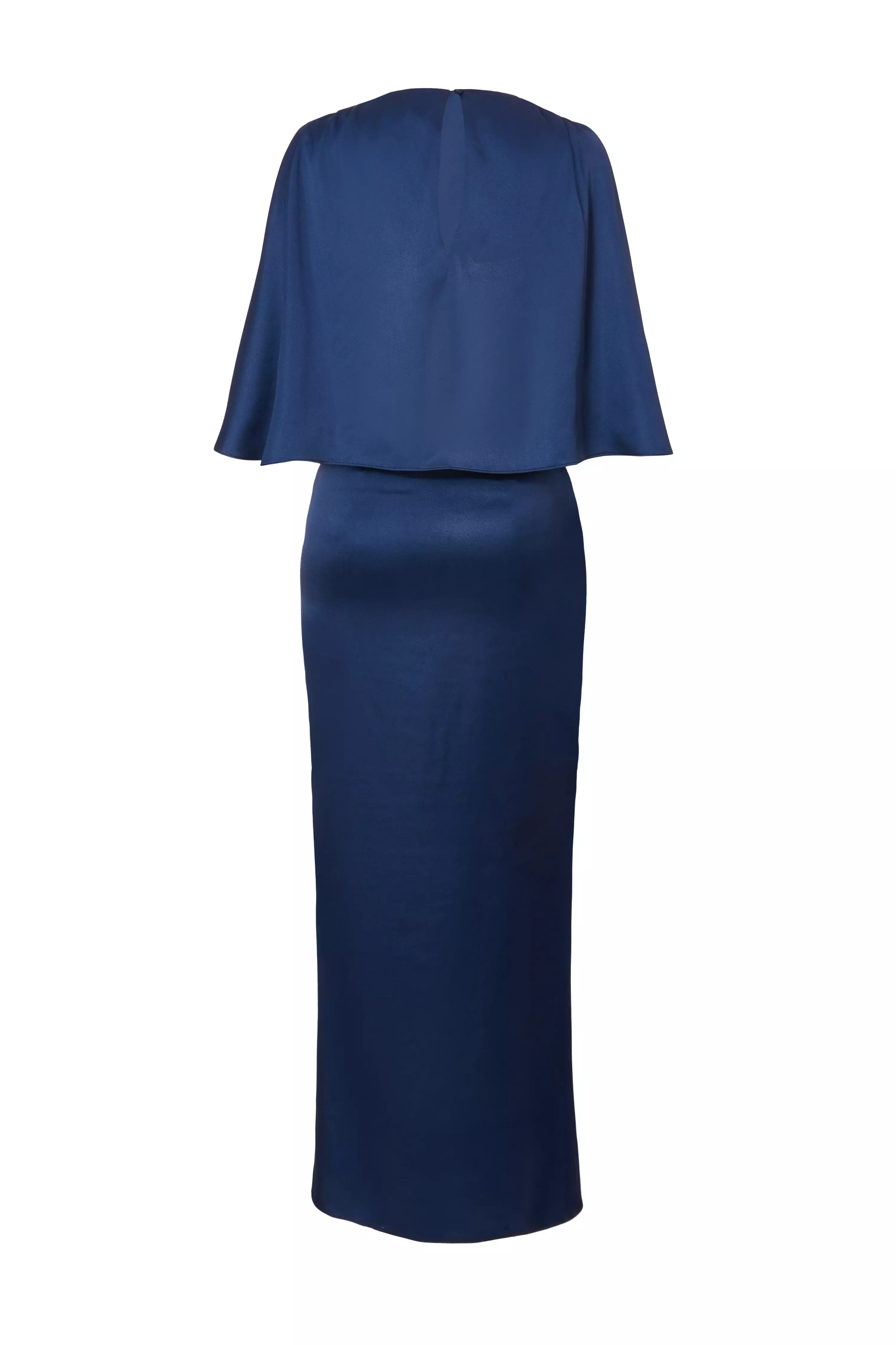 Navy Satin Maxi Dress