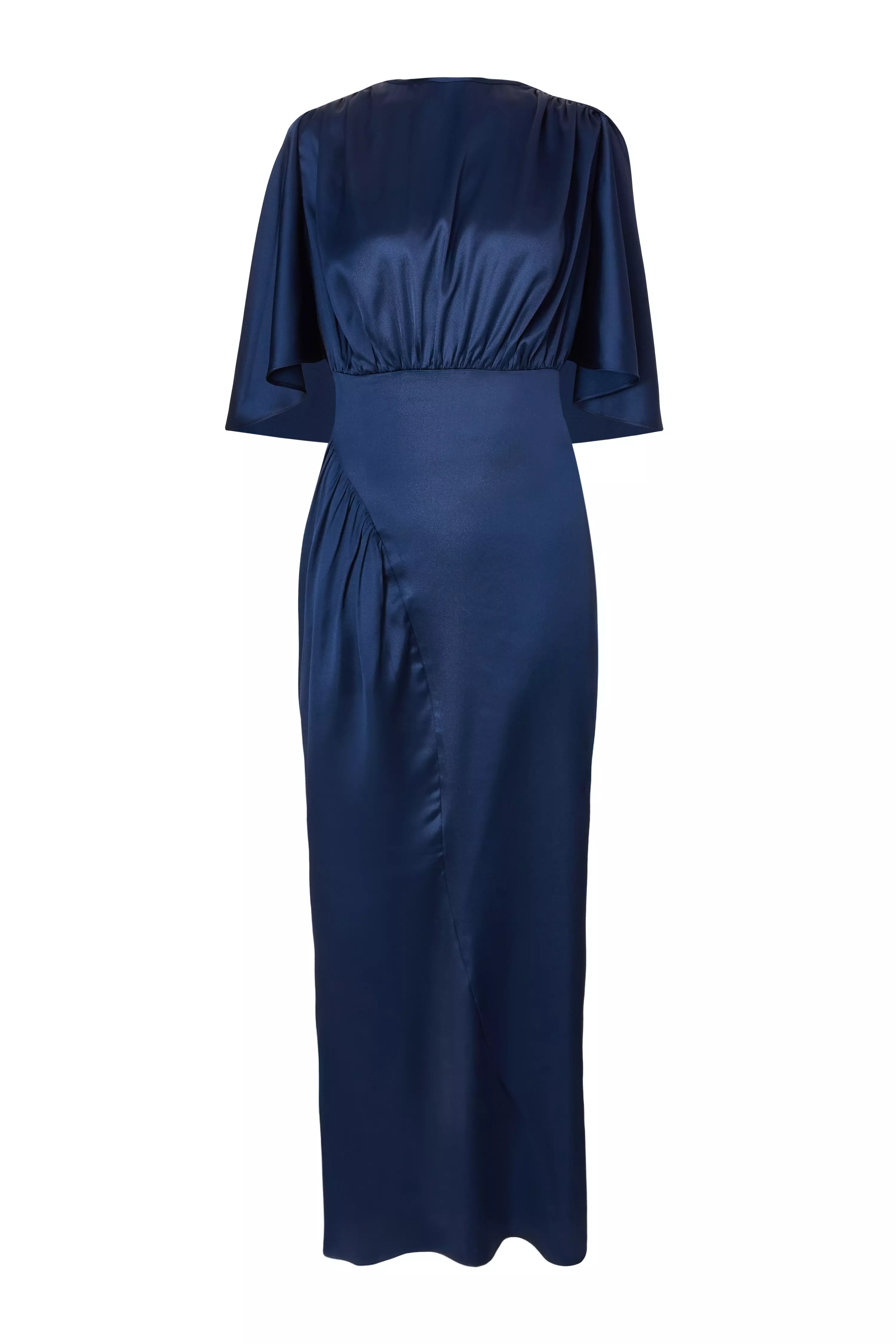 Navy Satin Maxi Dress