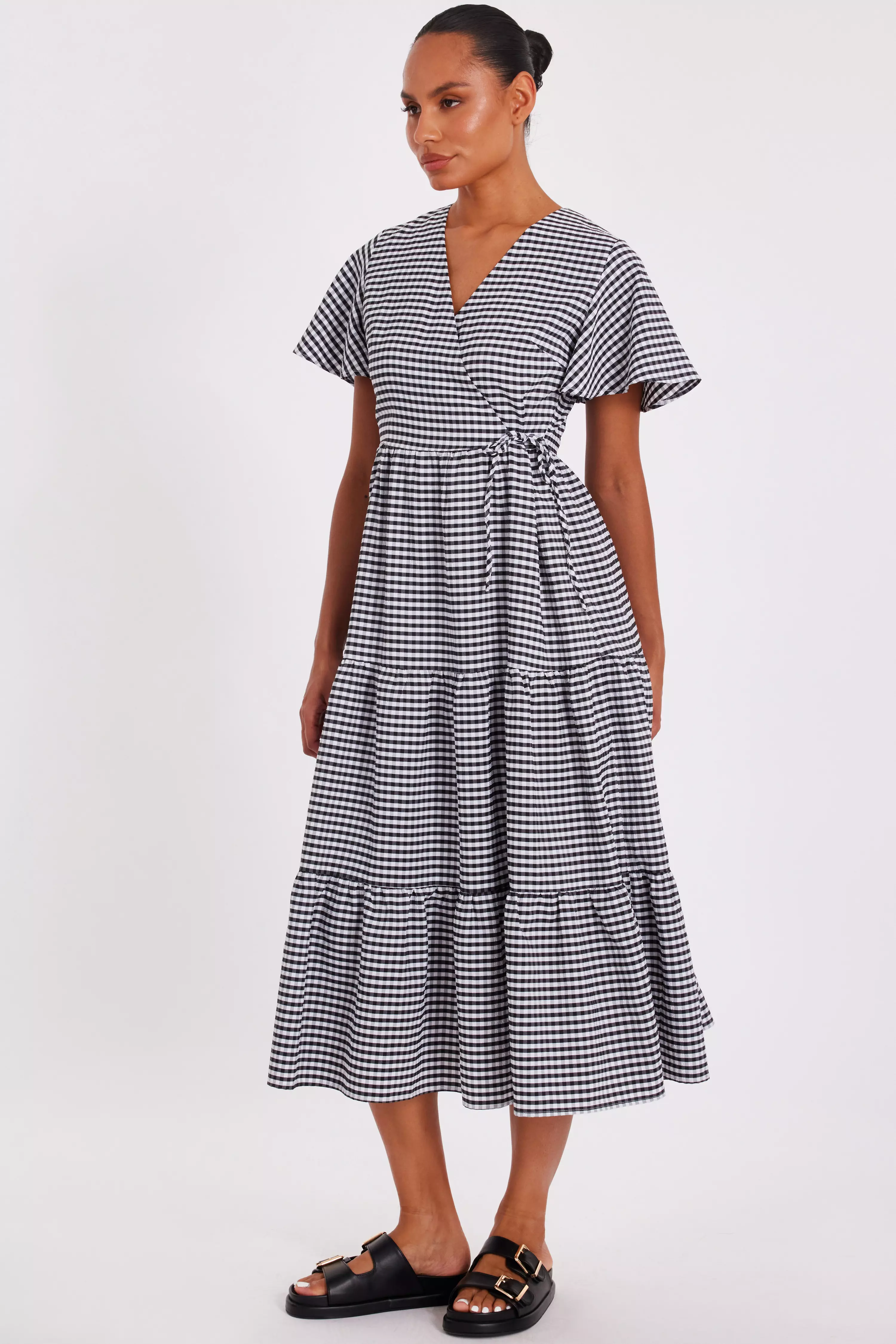 White Gingham Midaxi Dress
