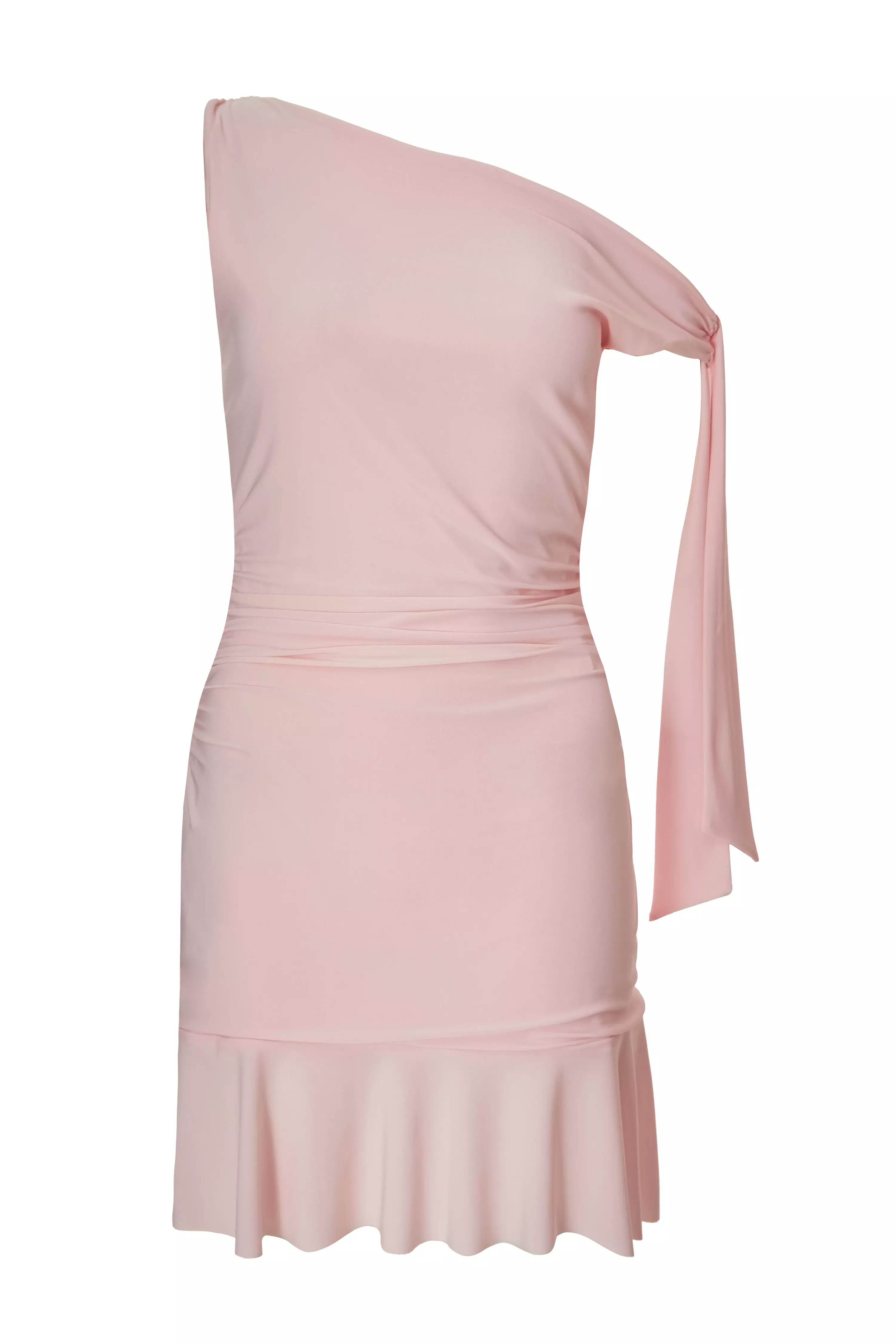 Baby Pink Asymmetric Mini Dress