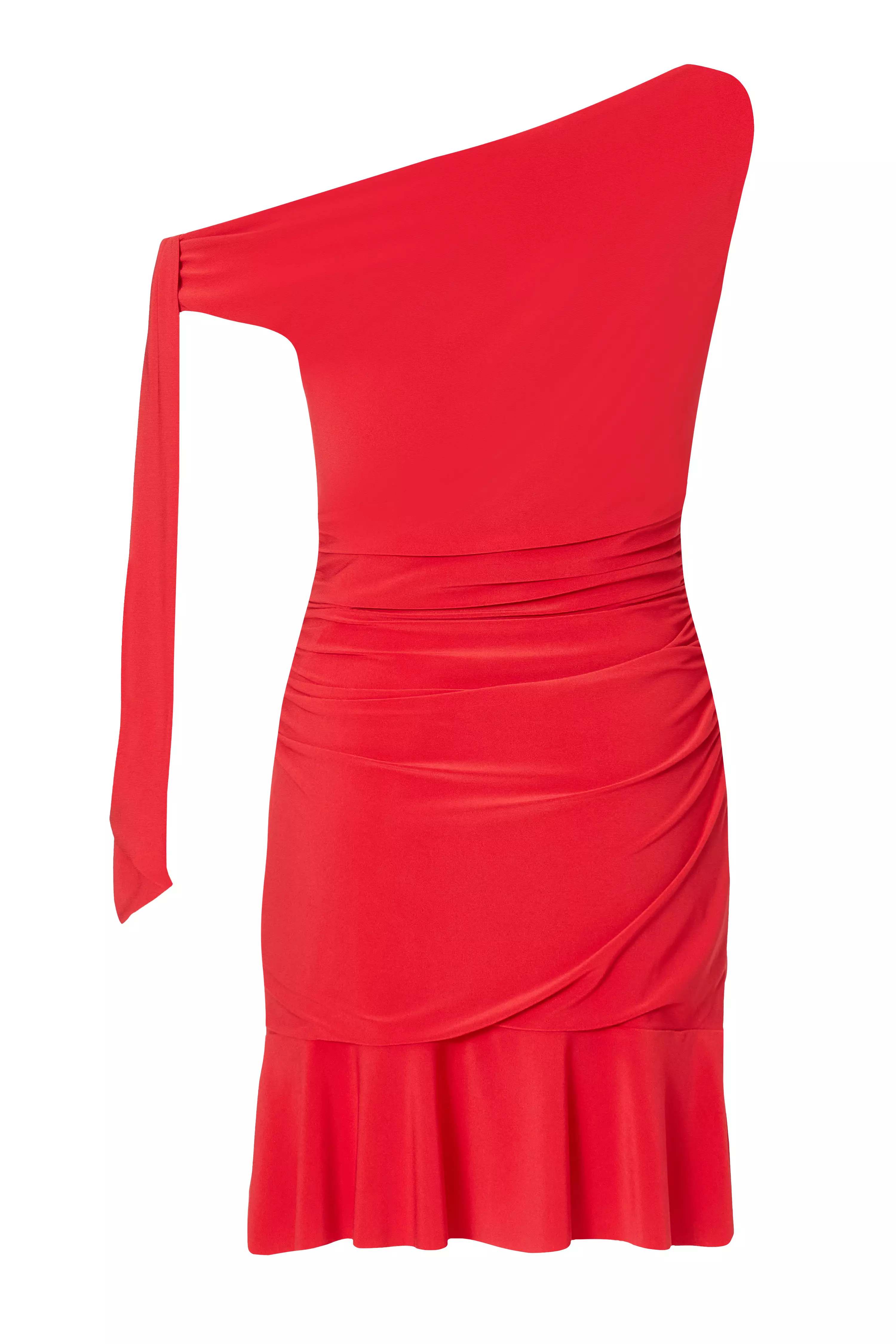 Red Asymmetric Mini Dress