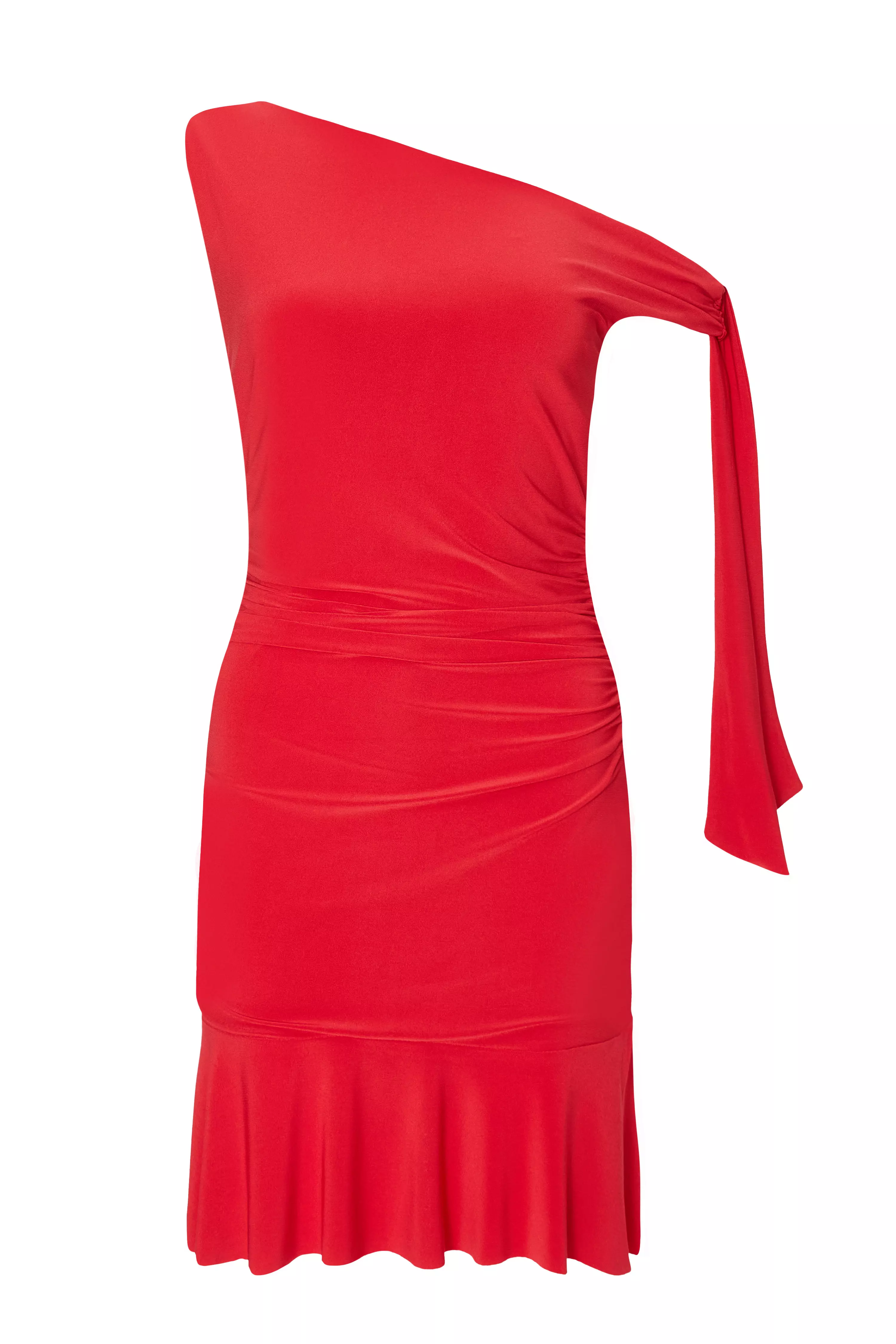 Red Asymmetric Mini Dress