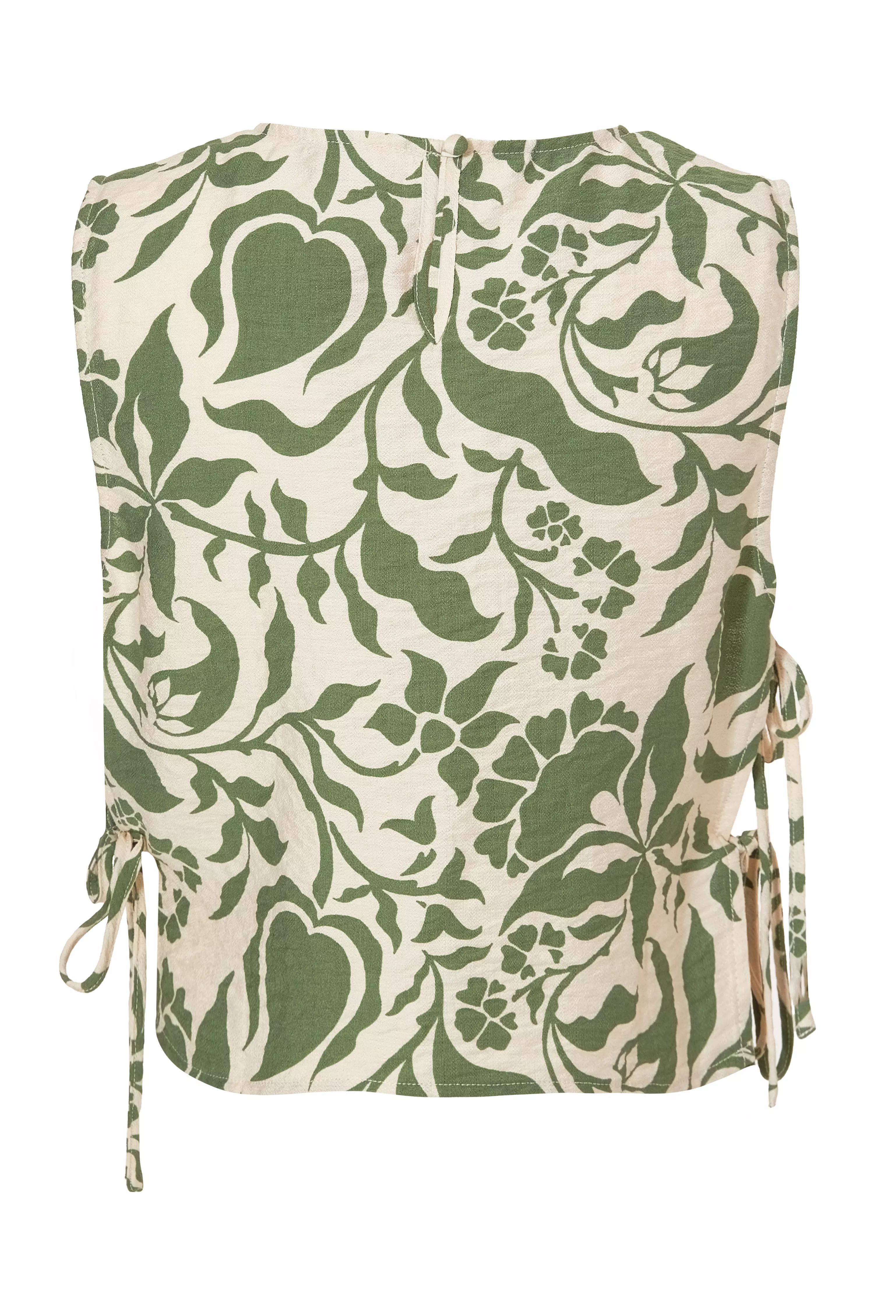 Khaki Tropical Print Crop Top