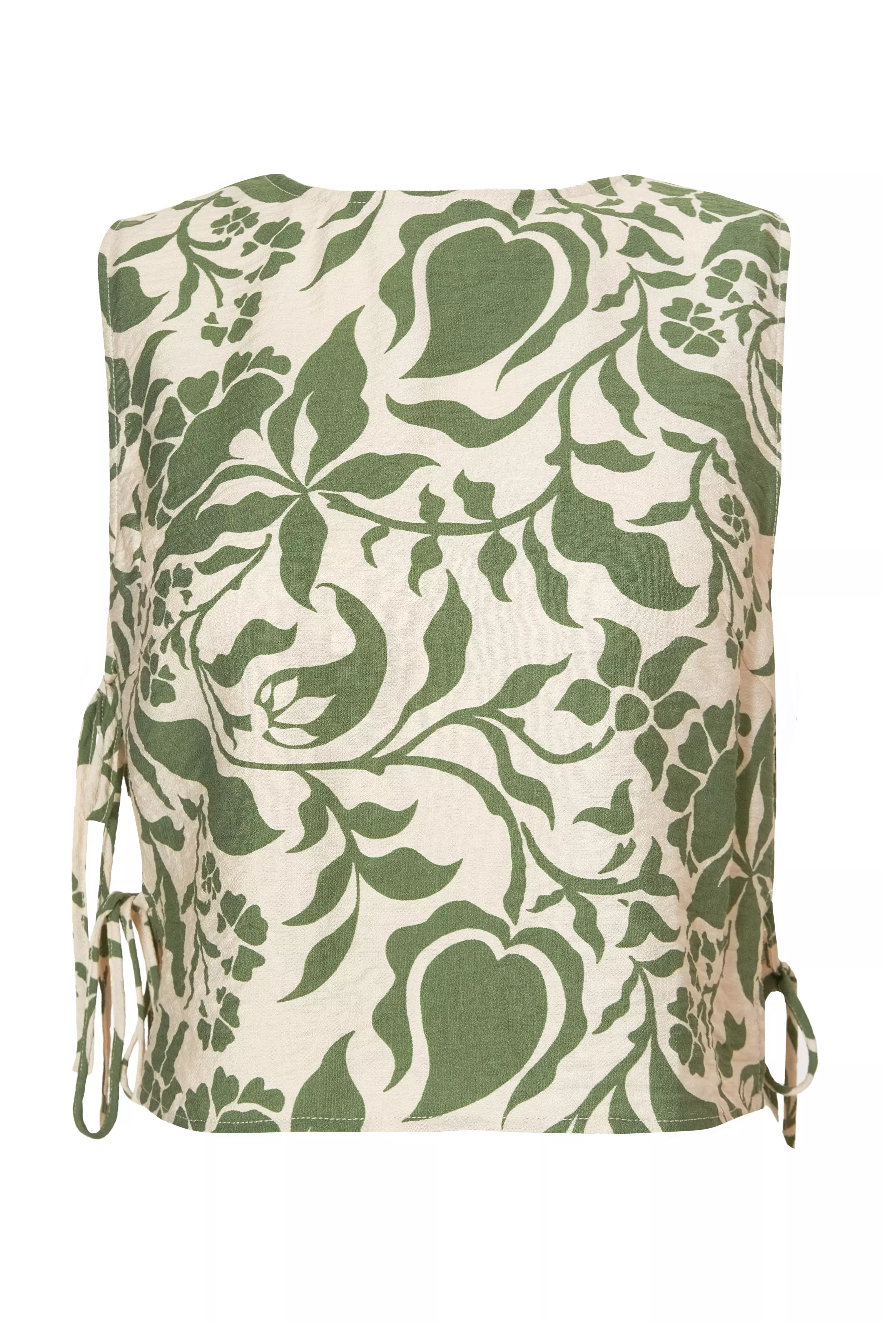 Khaki Tropical Print Crop Top