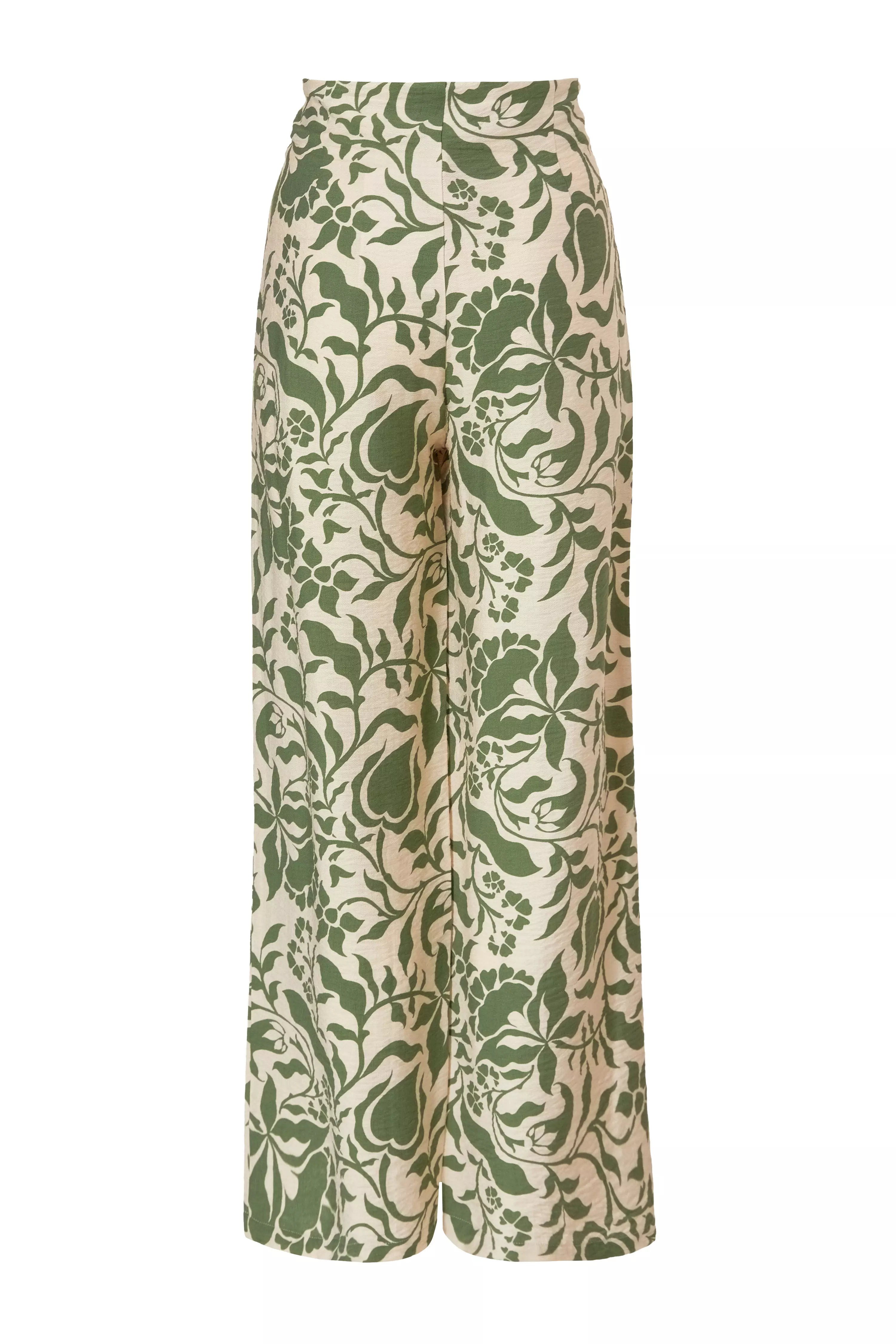 Khaki Tropical Print Trousers