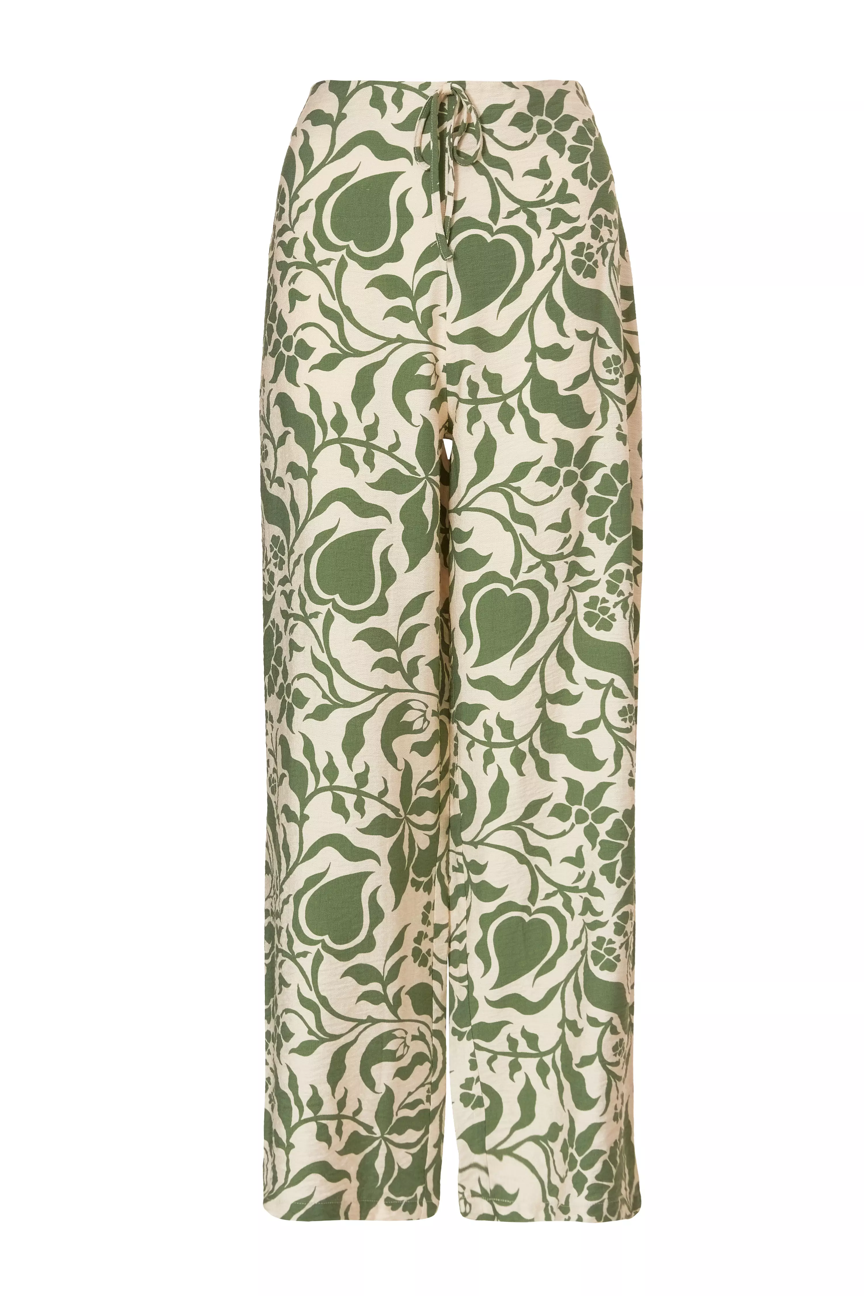 Khaki Tropical Print Trousers