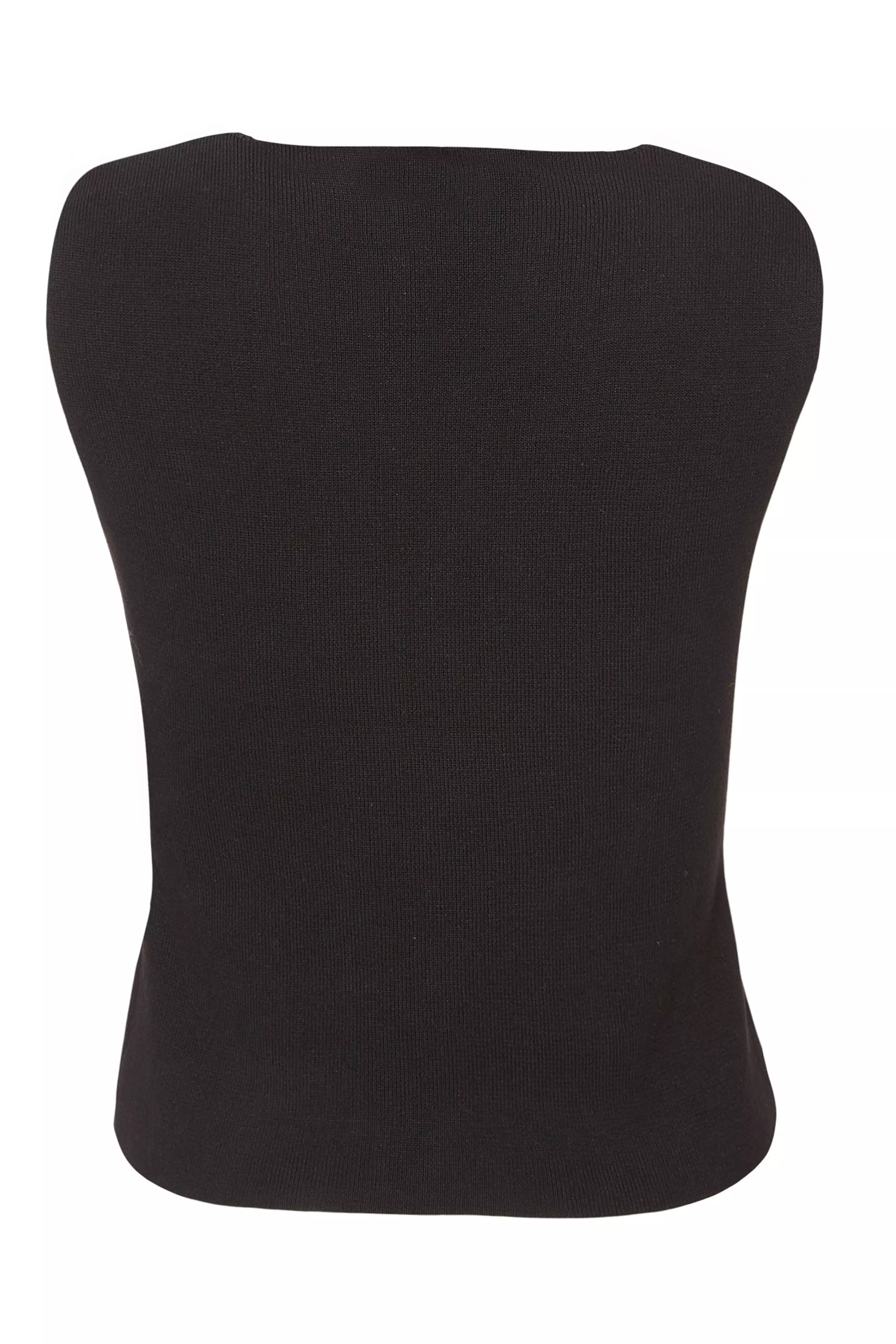 Black Knitted Button Front Waistcoat