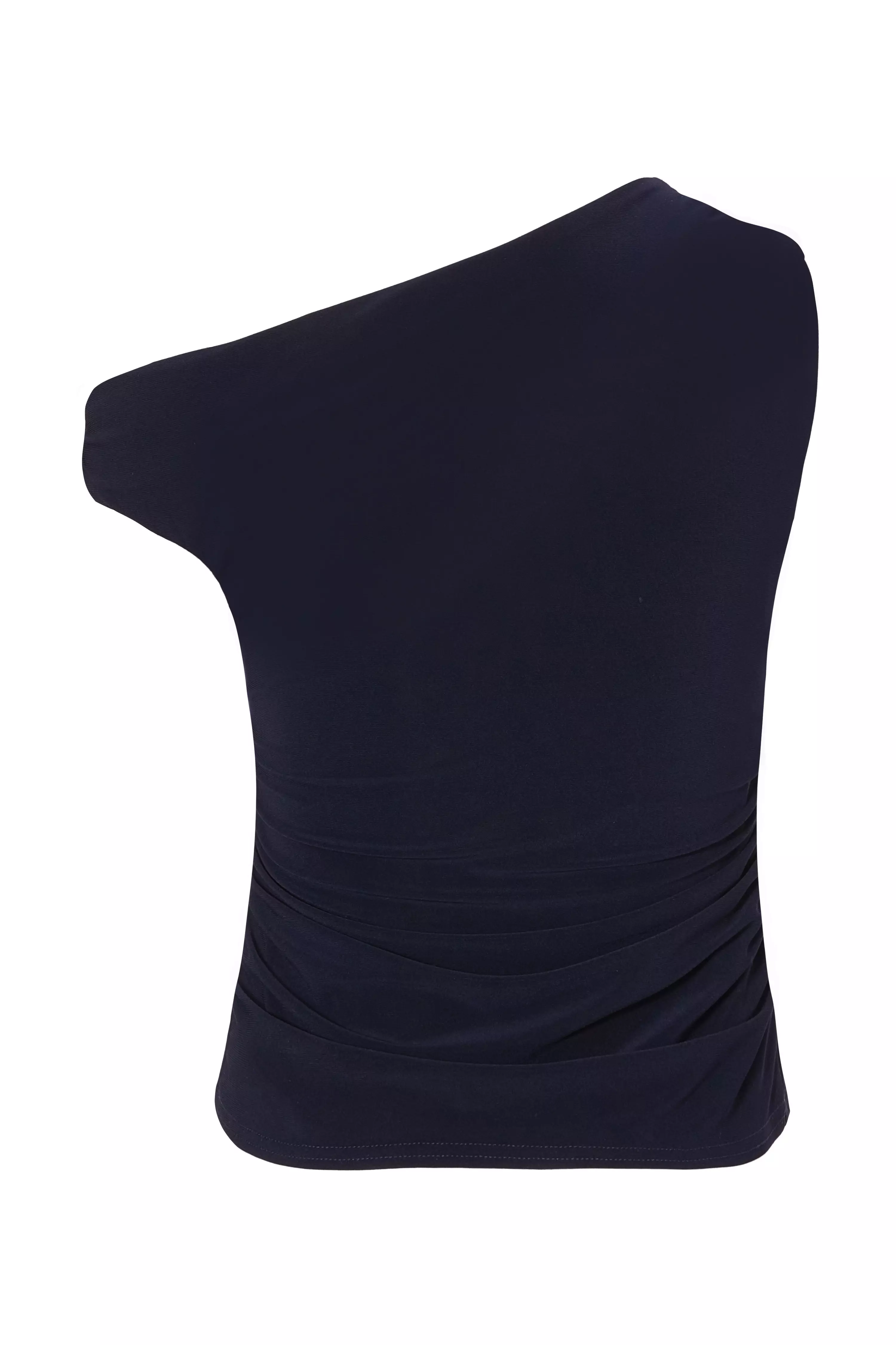 Navy Buckle Detail Ruched Top