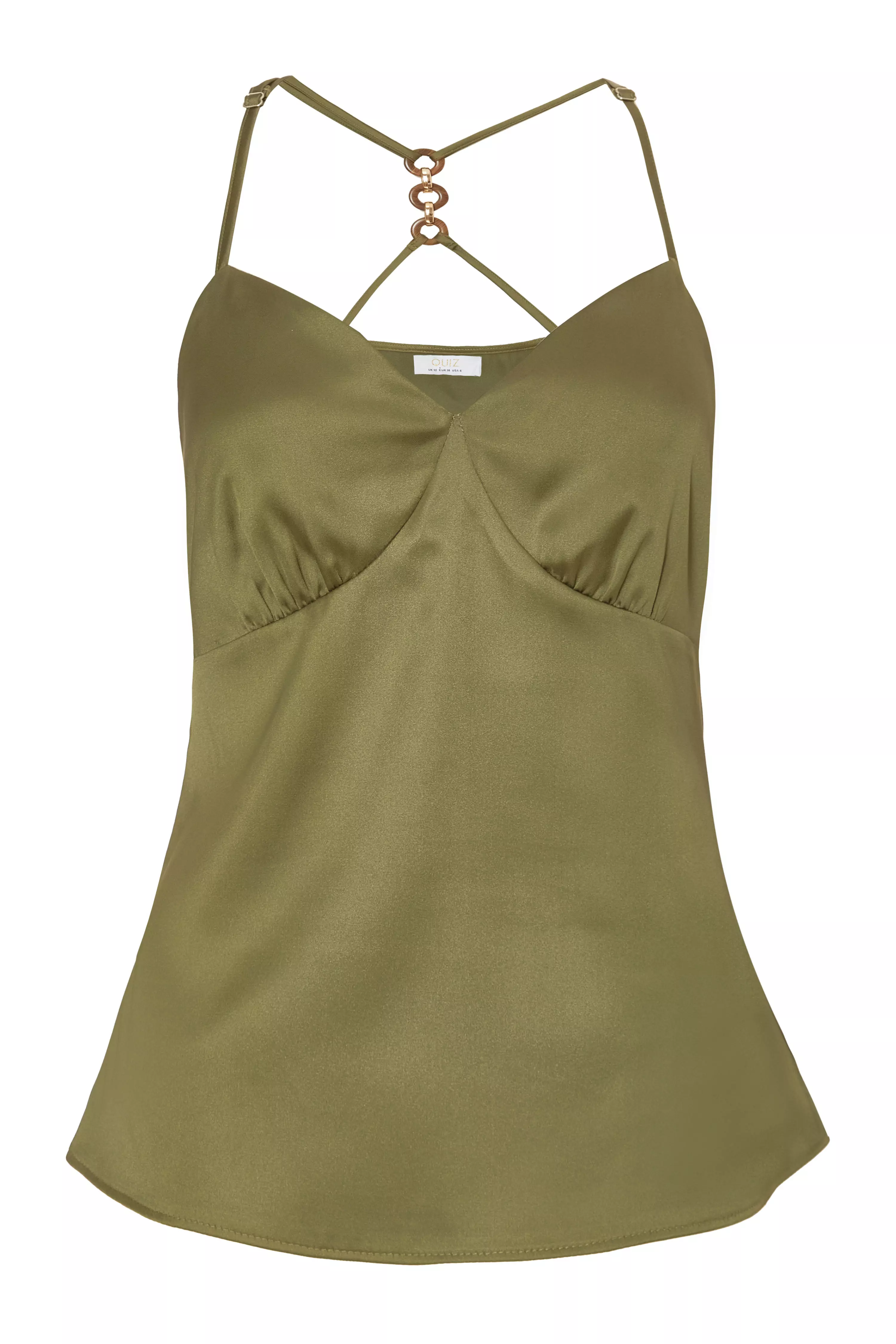Khaki Satin Cami Top