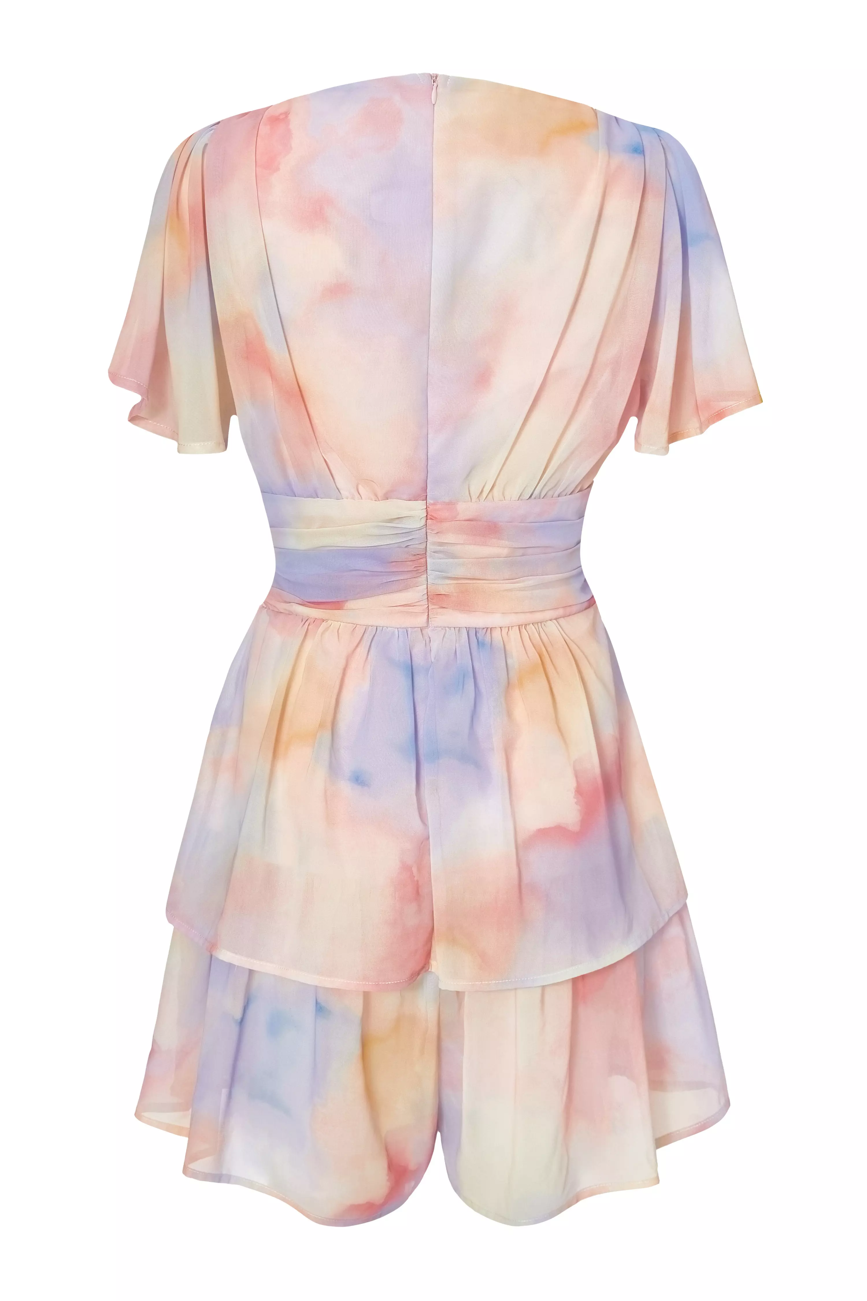 Light Pink Tie Dye Tiered Playsuit