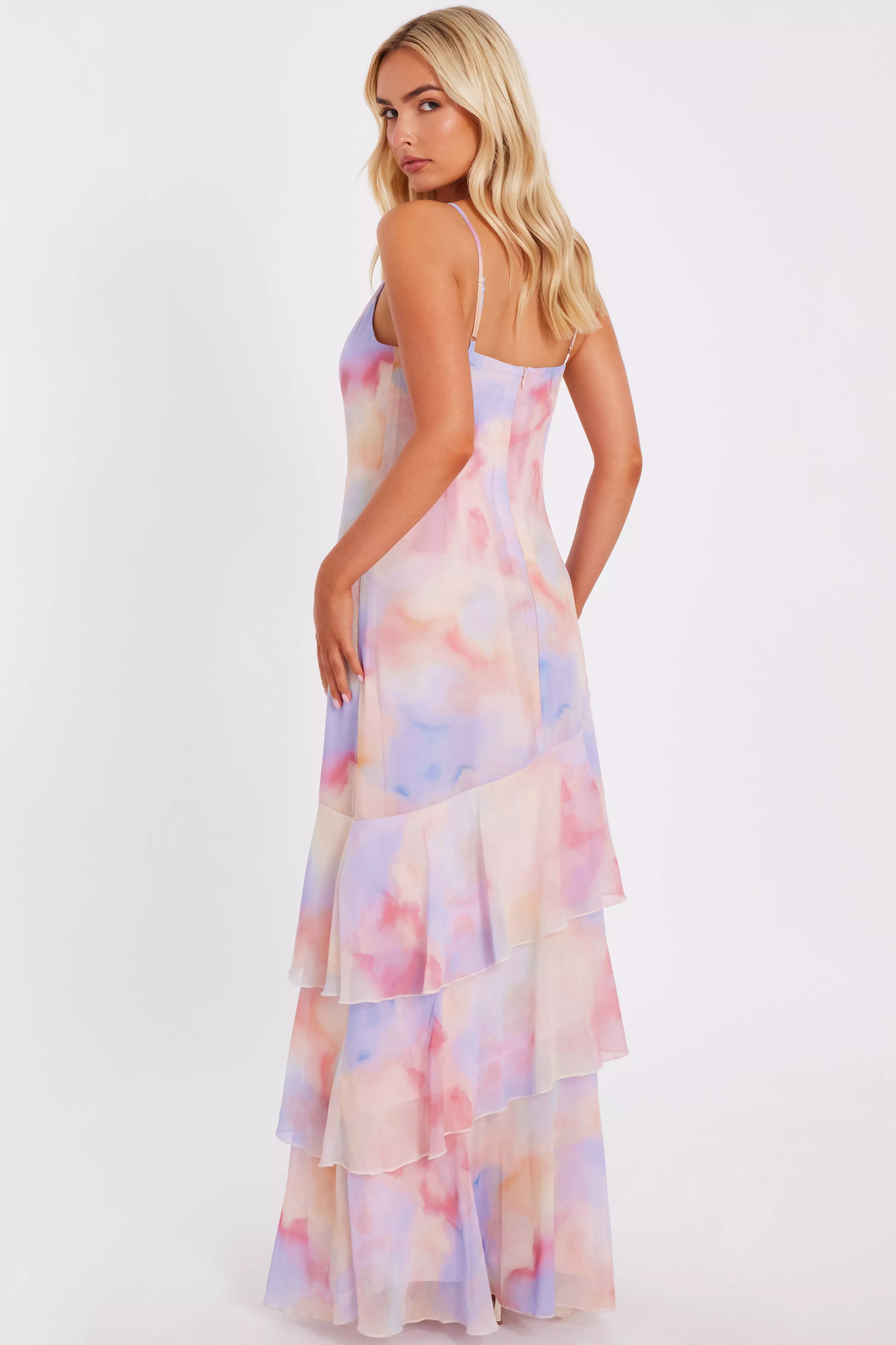 Light Pink Marble Print Maxi Dress