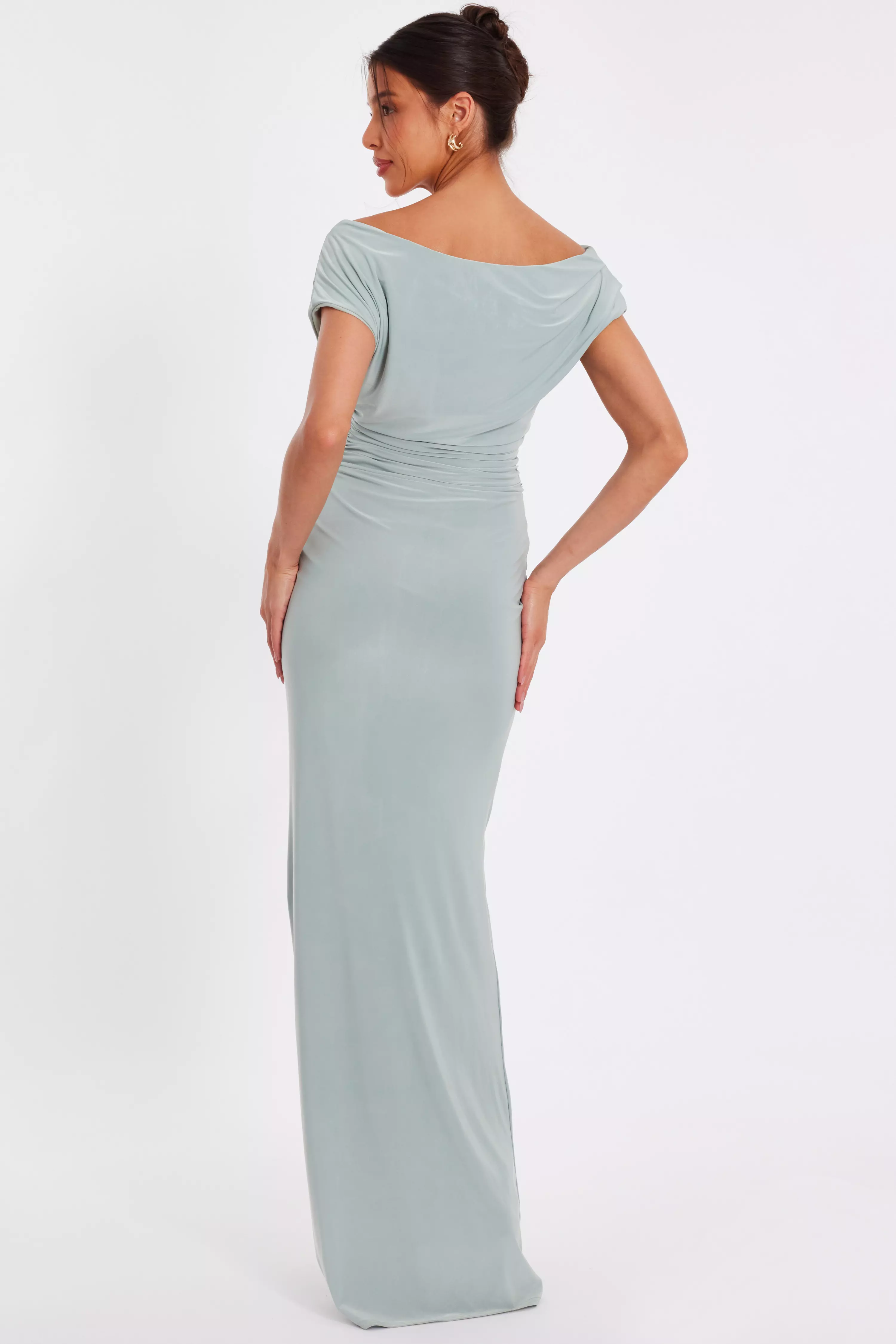 Sage Drape Front Maxi Dress