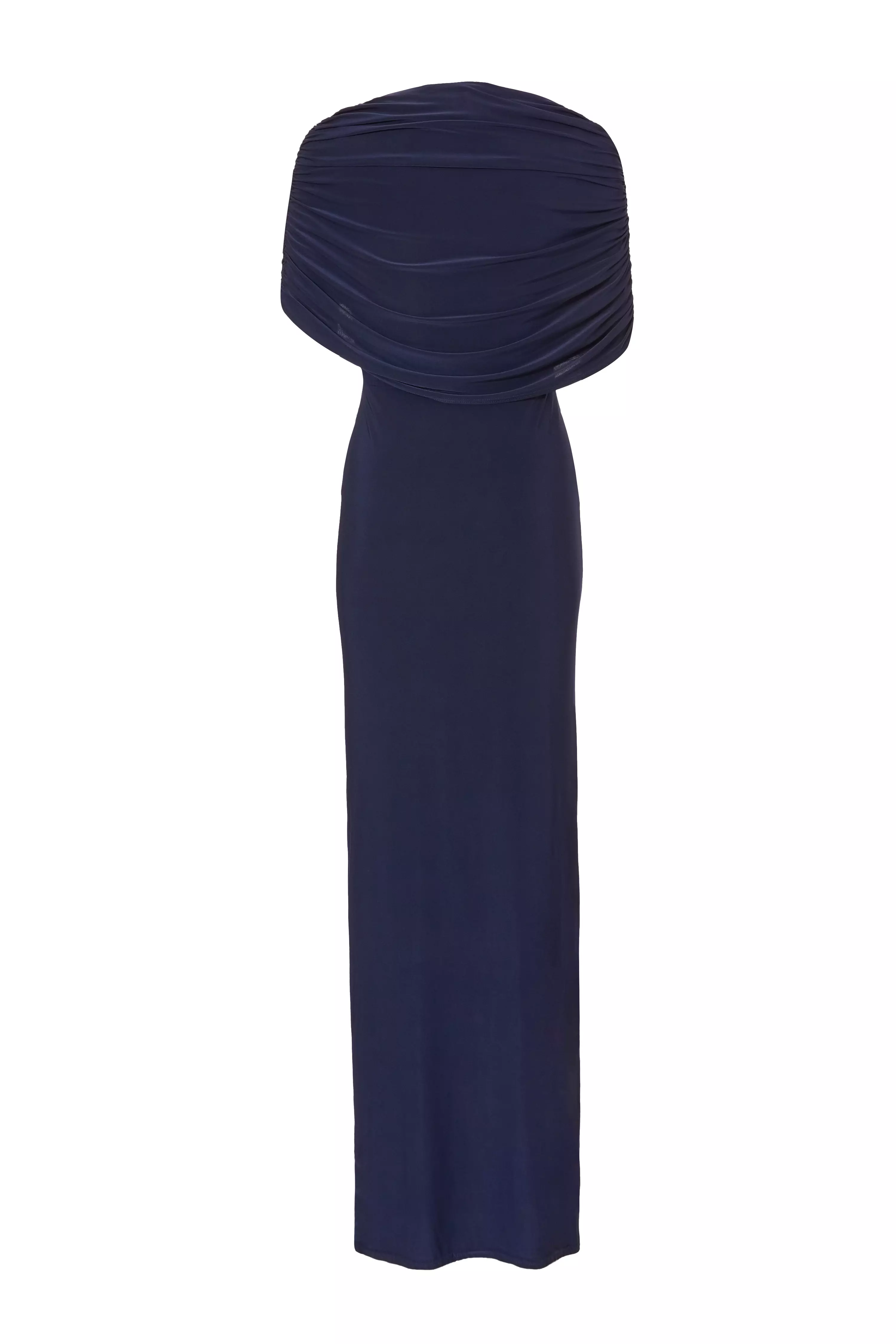 Navy Cross Front Ruched Maxi Dress