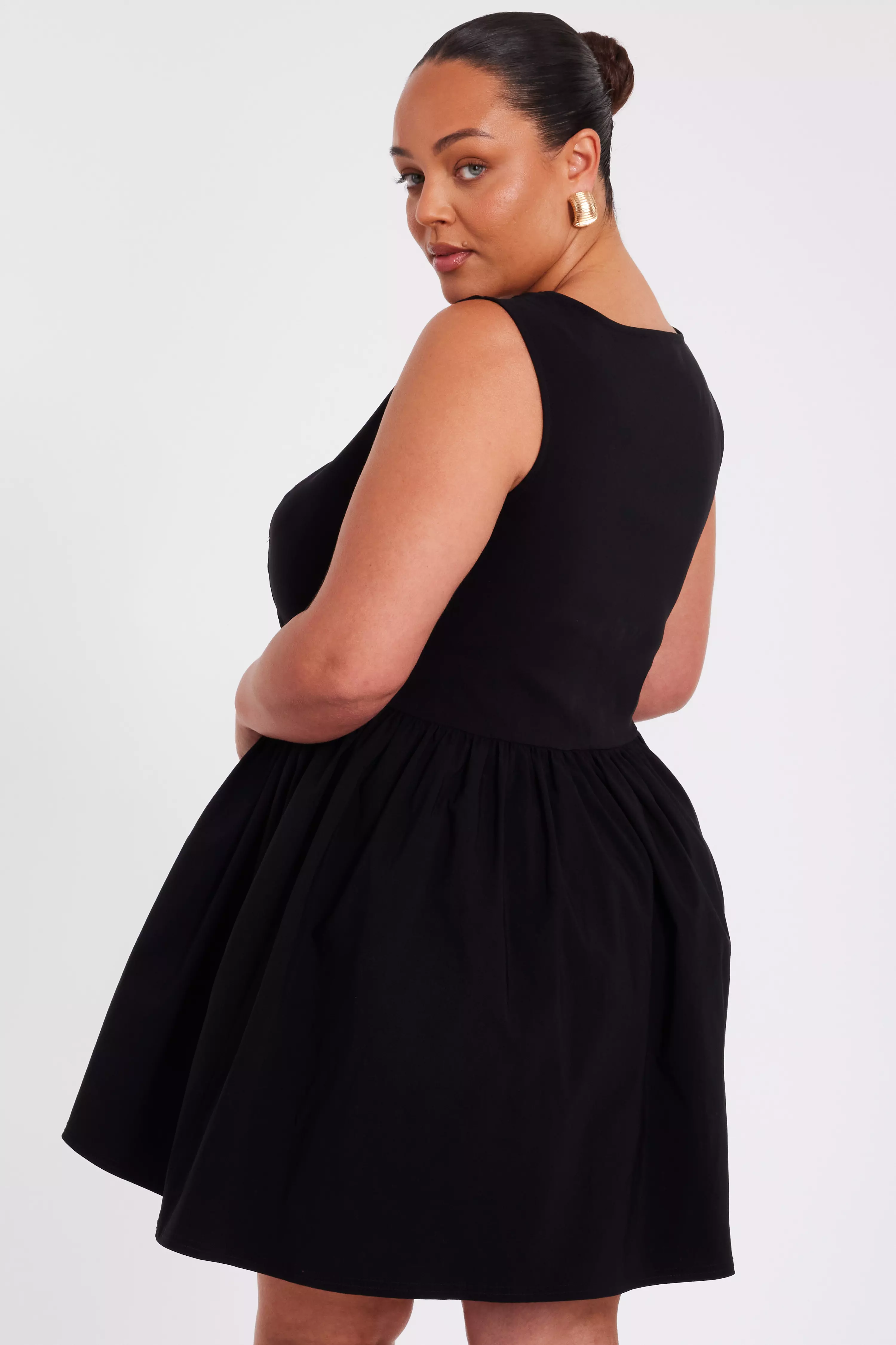 Curve Black Drop Waist Mini Dress