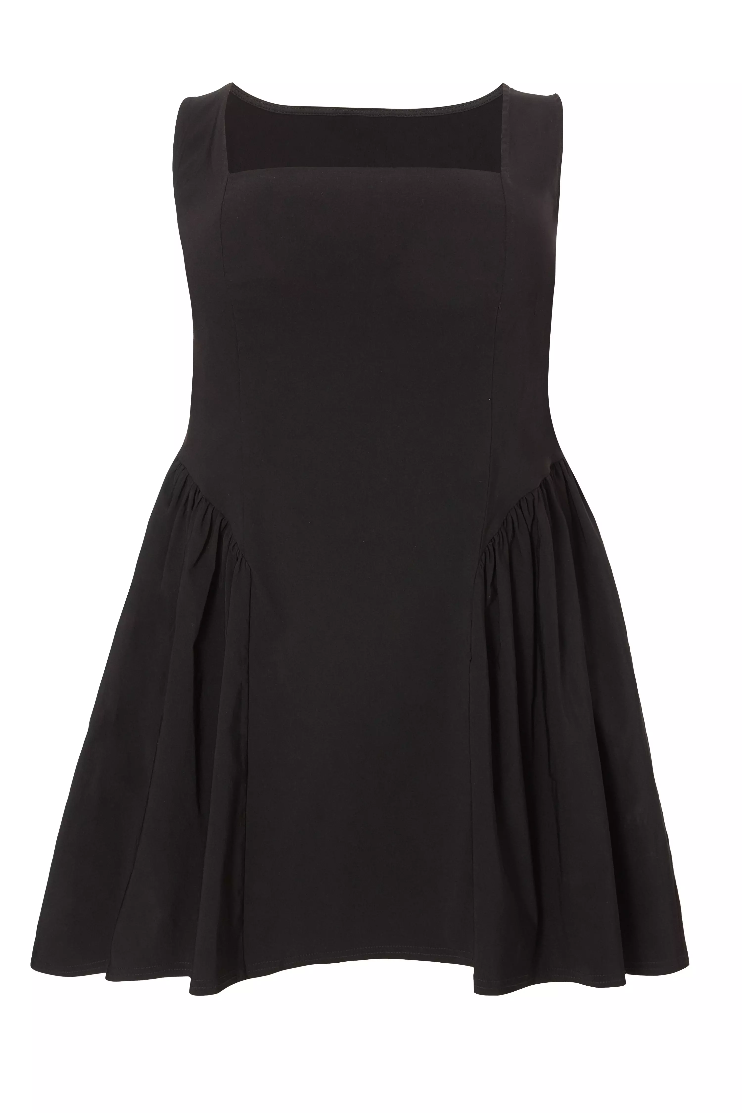 Curve Black Drop Waist Mini Dress