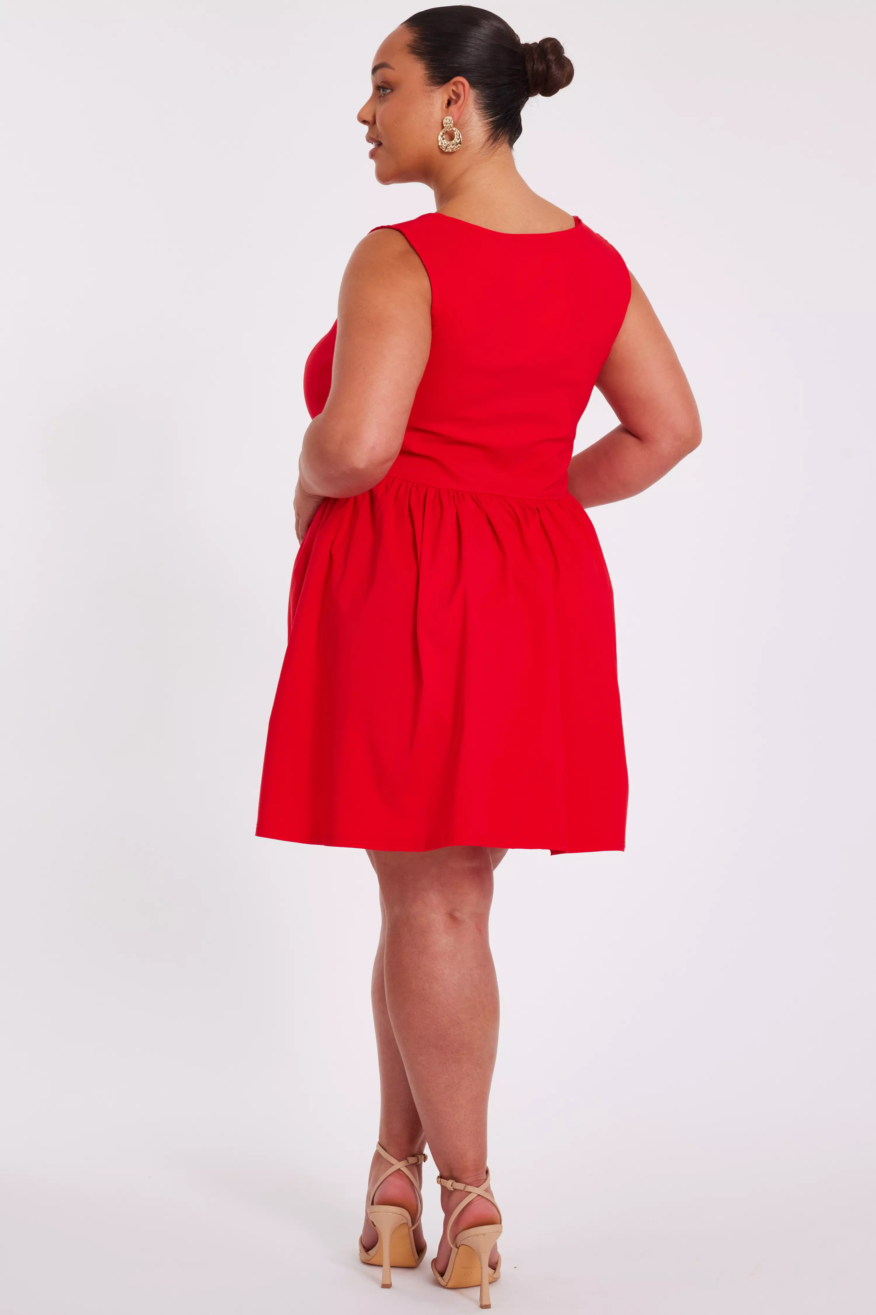 Curve Red Drop Waist Mini Dress