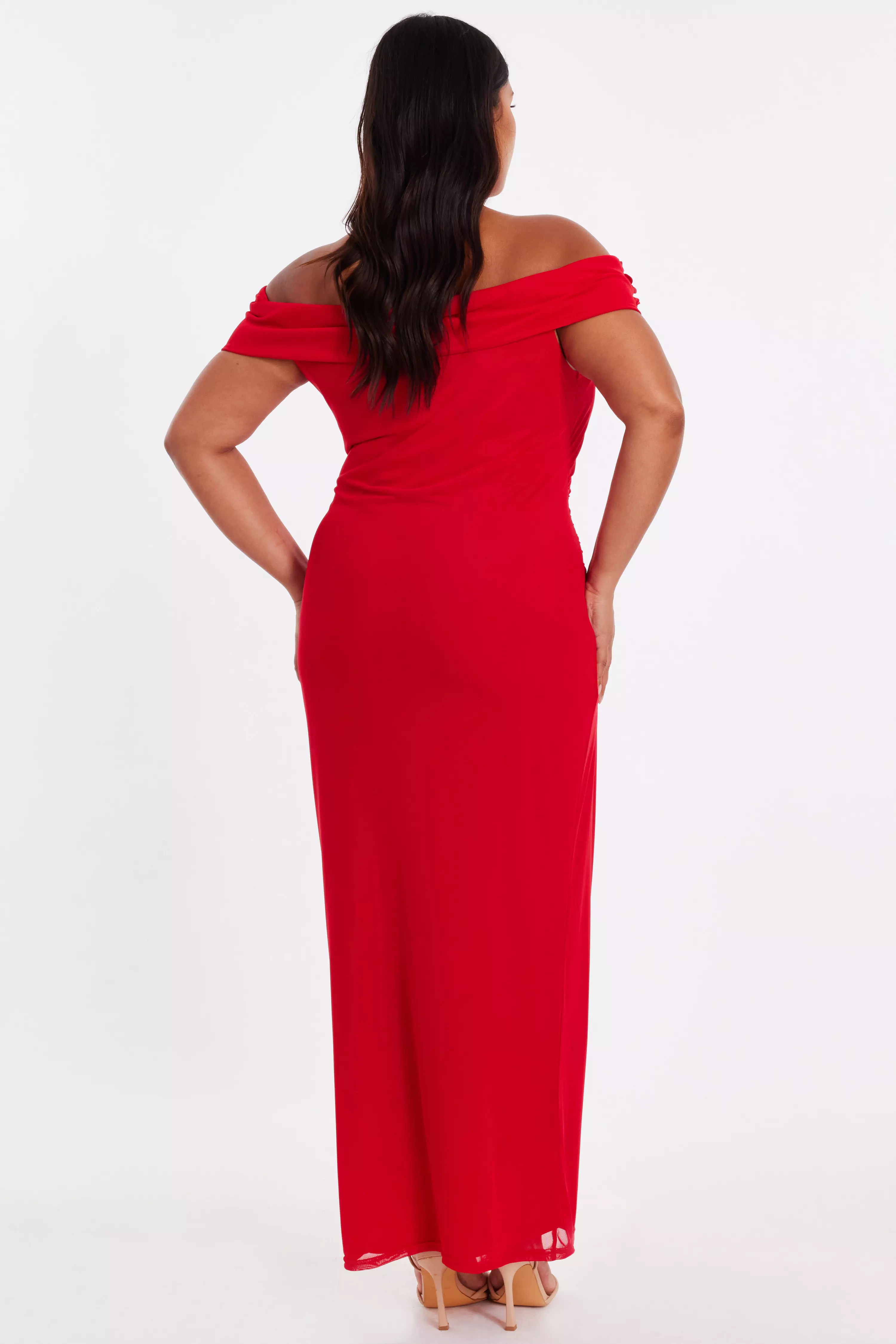 Curve Red Floral Bardot Midaxi Dress