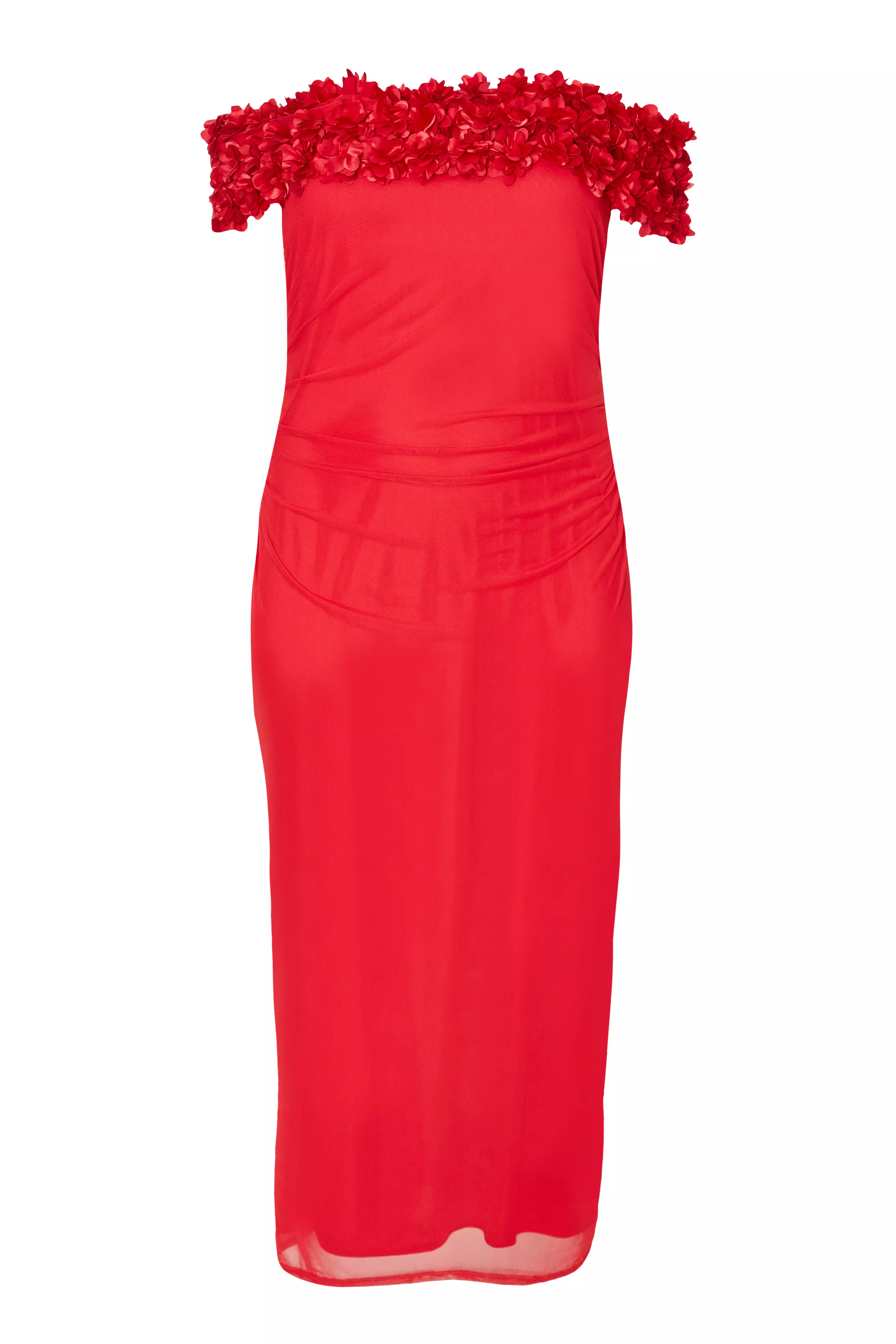 Curve Red Floral Bardot Midaxi Dress