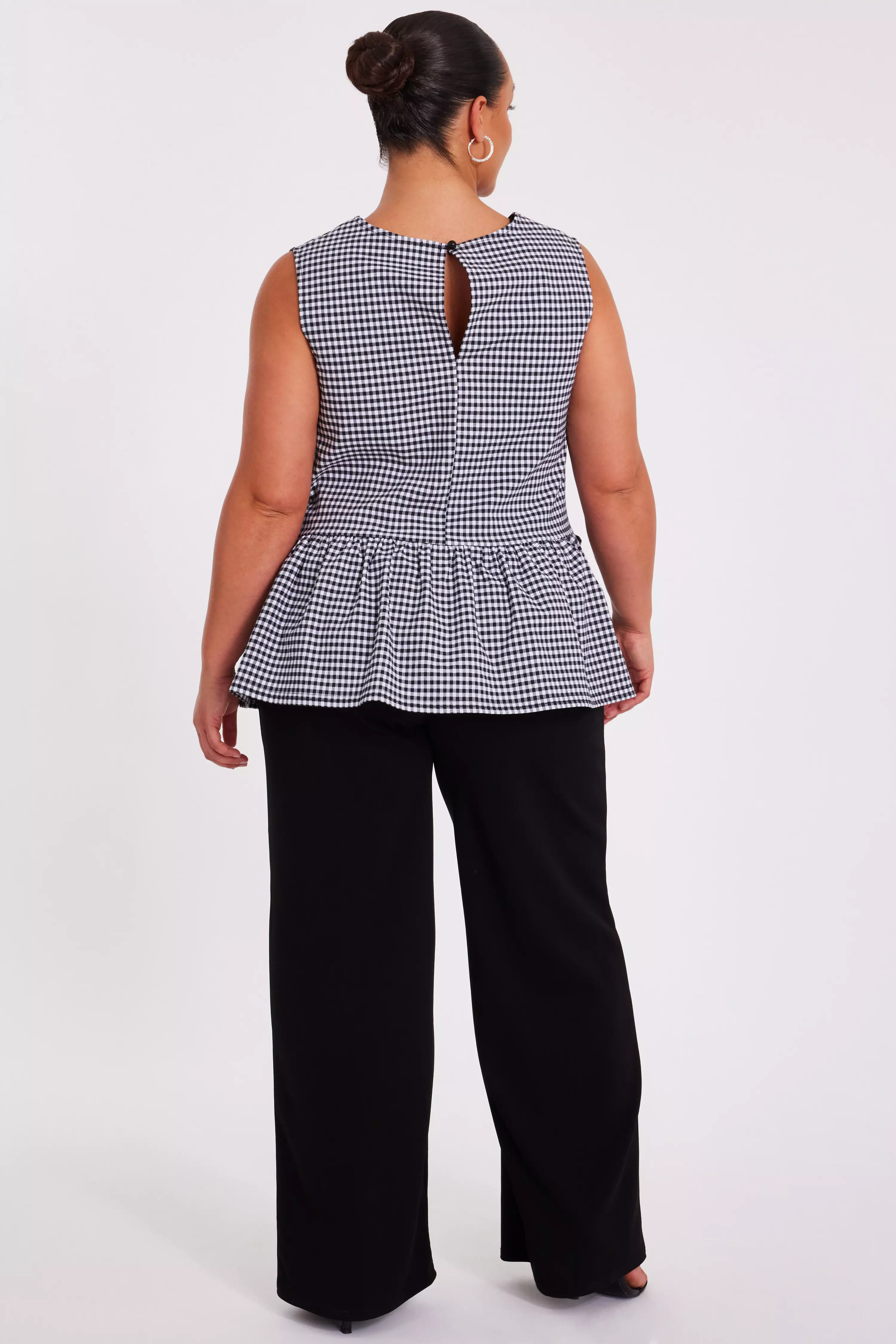 Curve Black Gingham Peplum Top