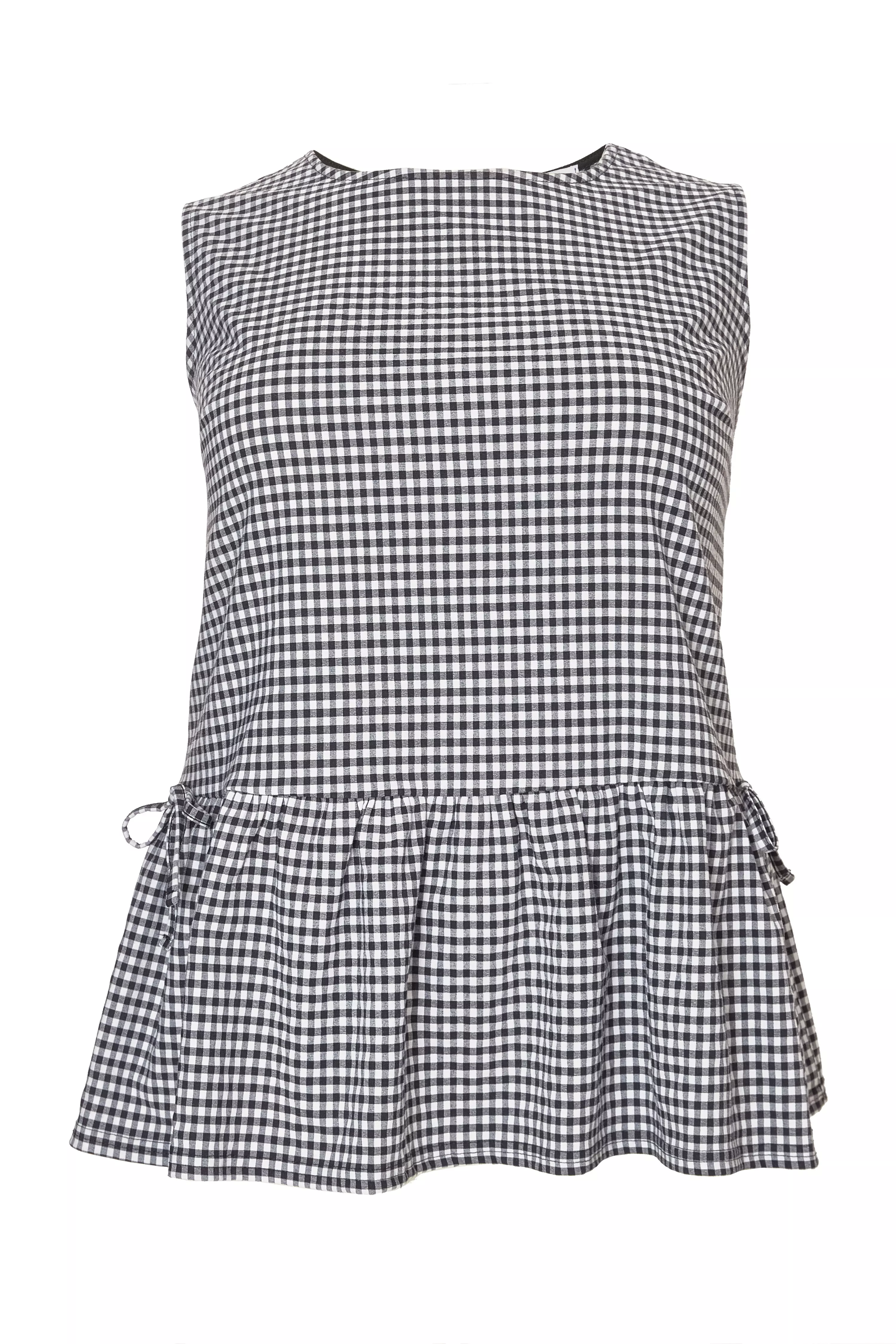 Curve Black Gingham Peplum Top